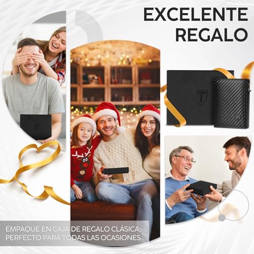 Thumbnail 6 de TENBST Carteras para Hombre: porta tarjetas de fibra de carbono con protección RFID, diseño minimalista y cierre magnético
