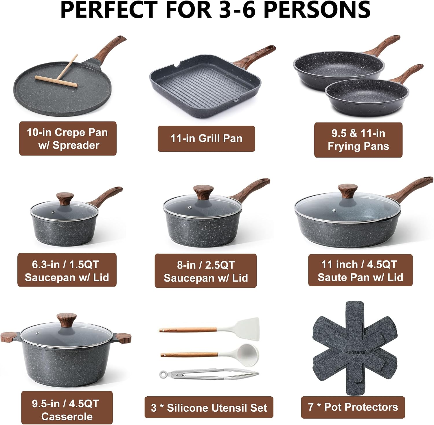 Thumbnail 1 de SENSARTE Nonstick Cookware Set 23-Piece