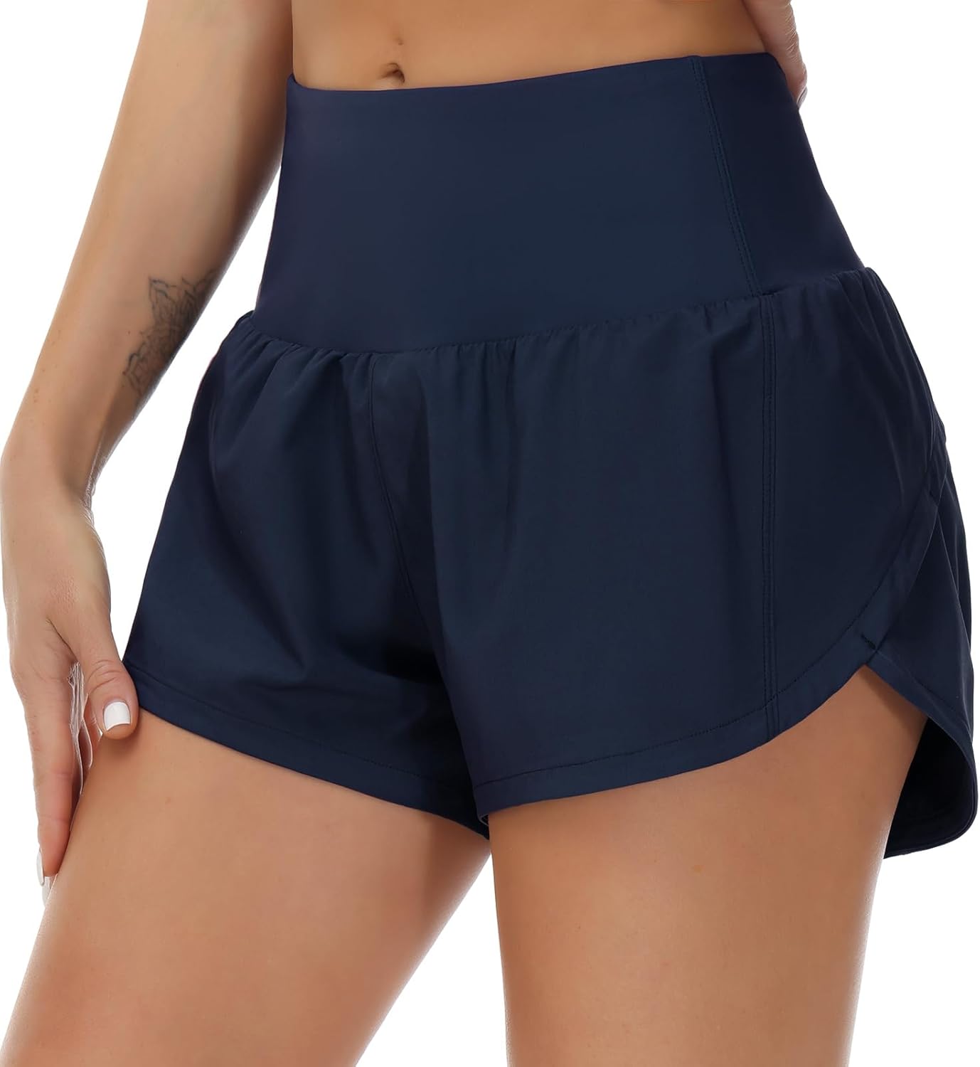 Thumbnail 1 de THE GYM PEOPLE Women's High Waisted Running Shorts with Mesh Liner and Zipper Pockets