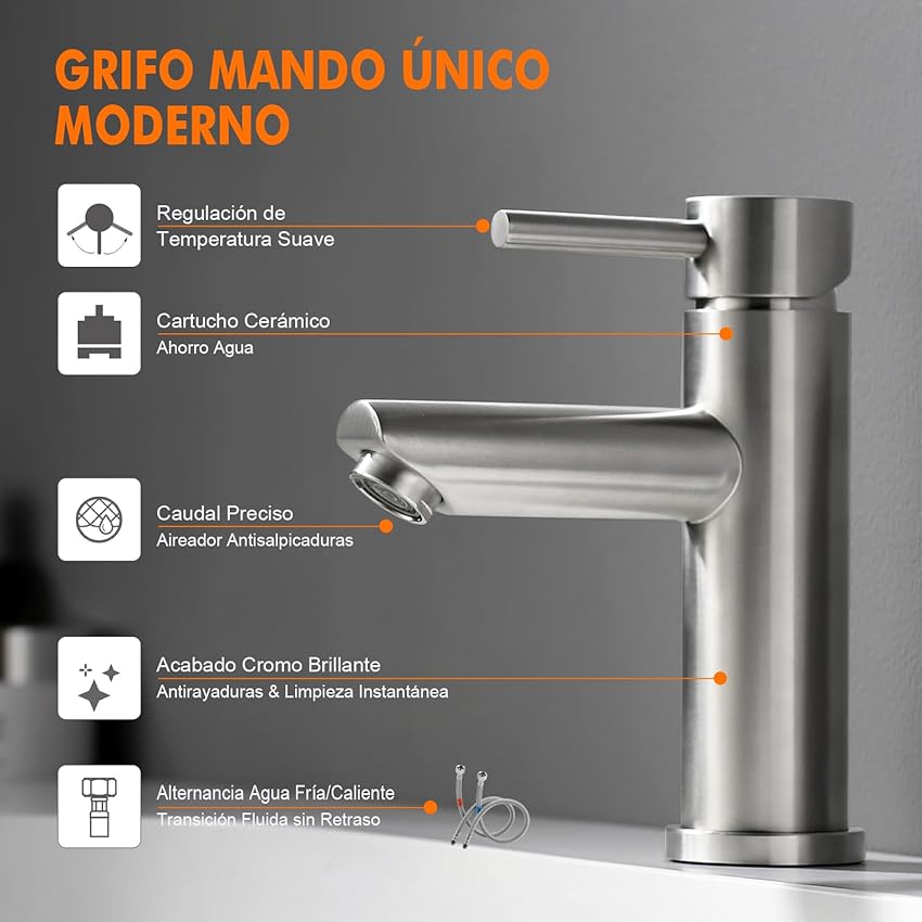 Thumbnail 2 de Ibergrif M11103 Grifo monomando para lavabo, latón cromado 🚰