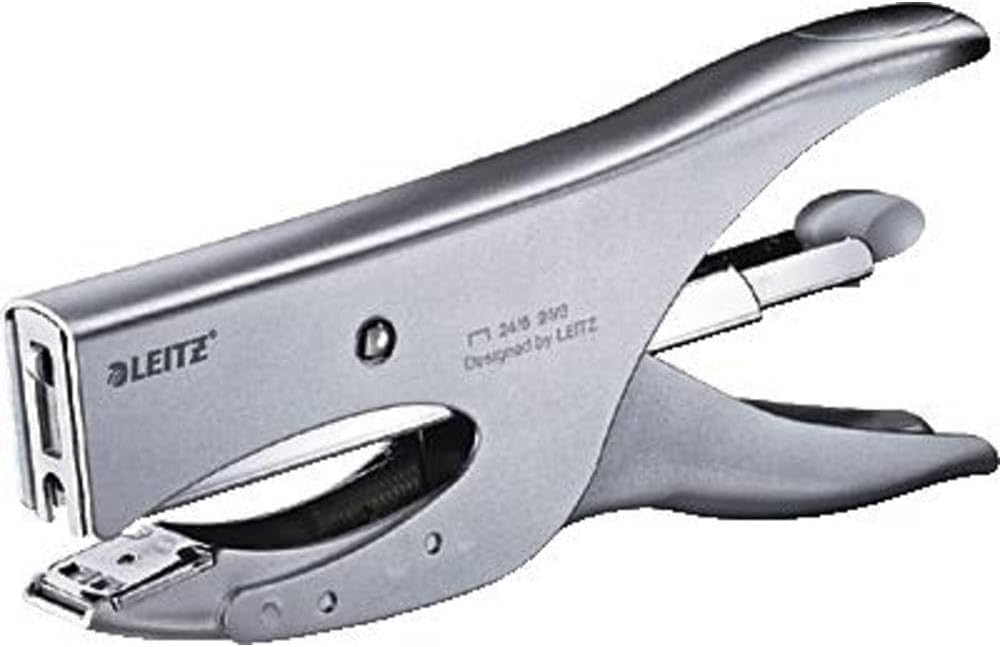 Leitz Pince Agrafeuse – Capacité 40 Feuilles, Argent Mat, Boîtier Métallique Ergonomique