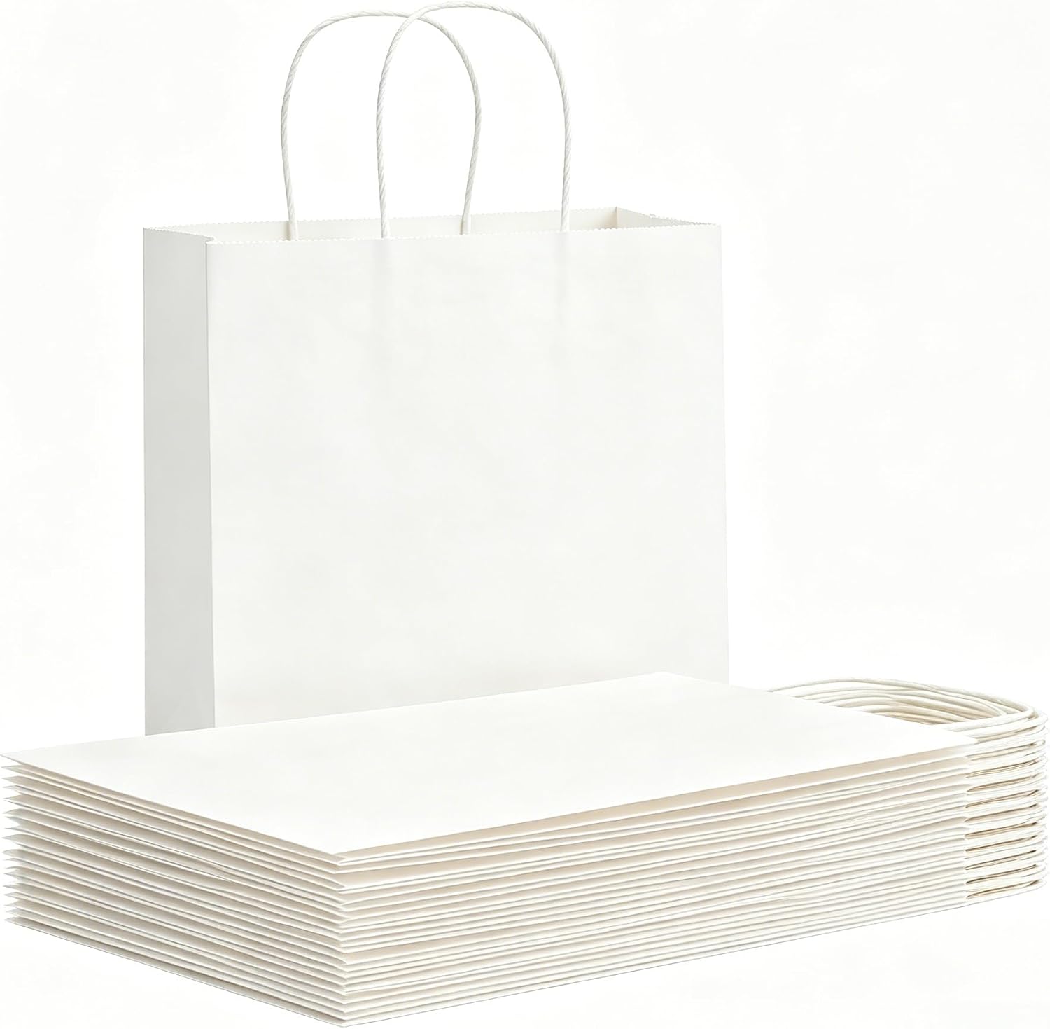 Detalle de Weifeng 20 Bolsas de Papel Kraft medianas con Asas 21x11x27 cm – Pack de regalo