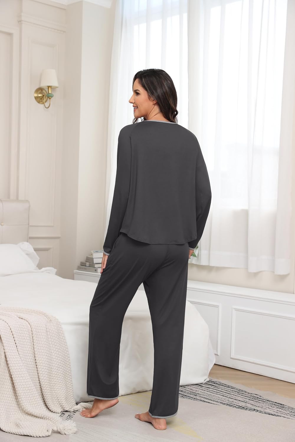 Detalle 2 de VINTATRE pajama set for women, Two-Piece Long-Sleeve Pyjama Set with Pockets