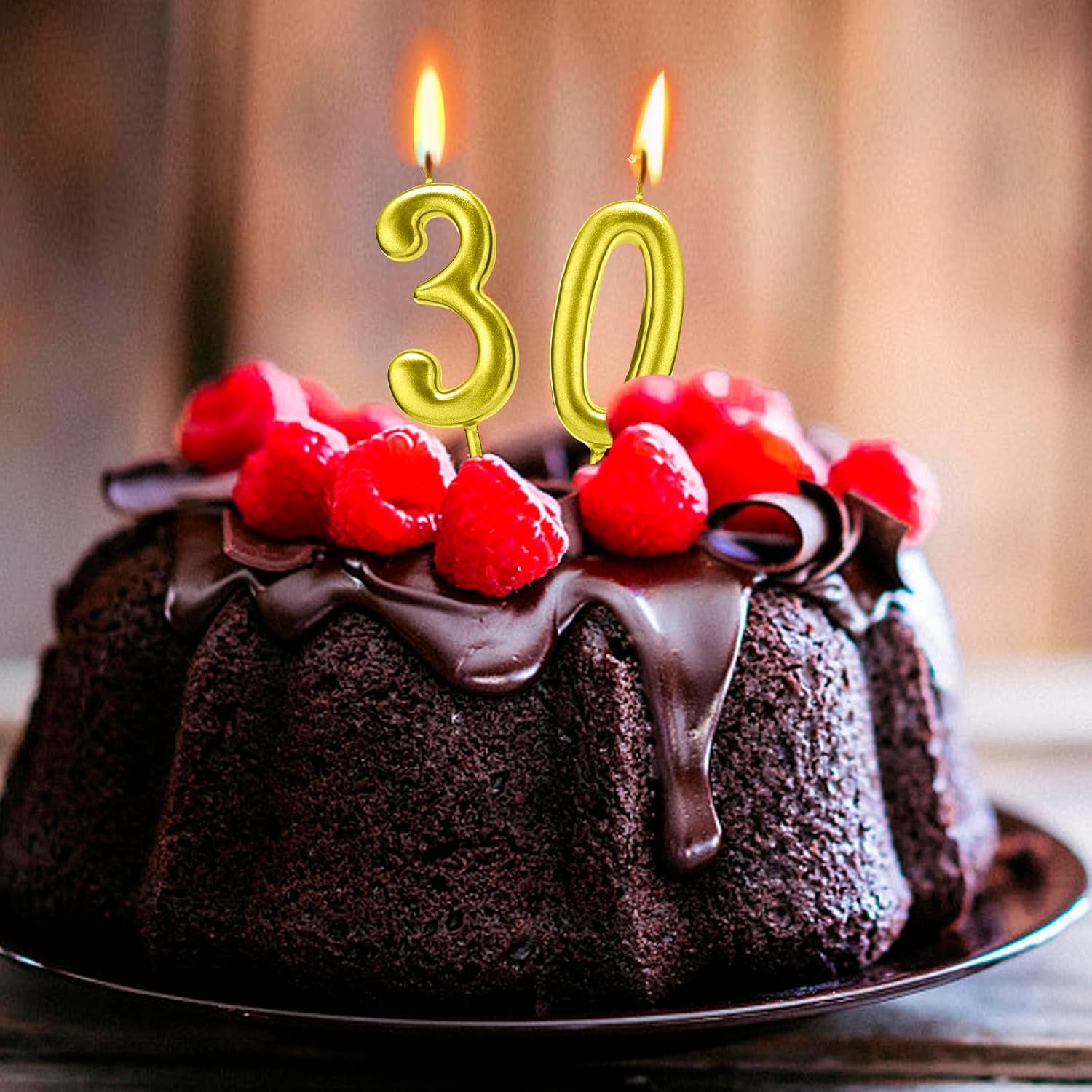 Detalle de BEAN LIEVE 10 Stück Ziffern-Geburtstagskerzen – Glitzernde Zahlenkerzen in Gold (0–9) für Kuchen, Jubiläen und Feiern