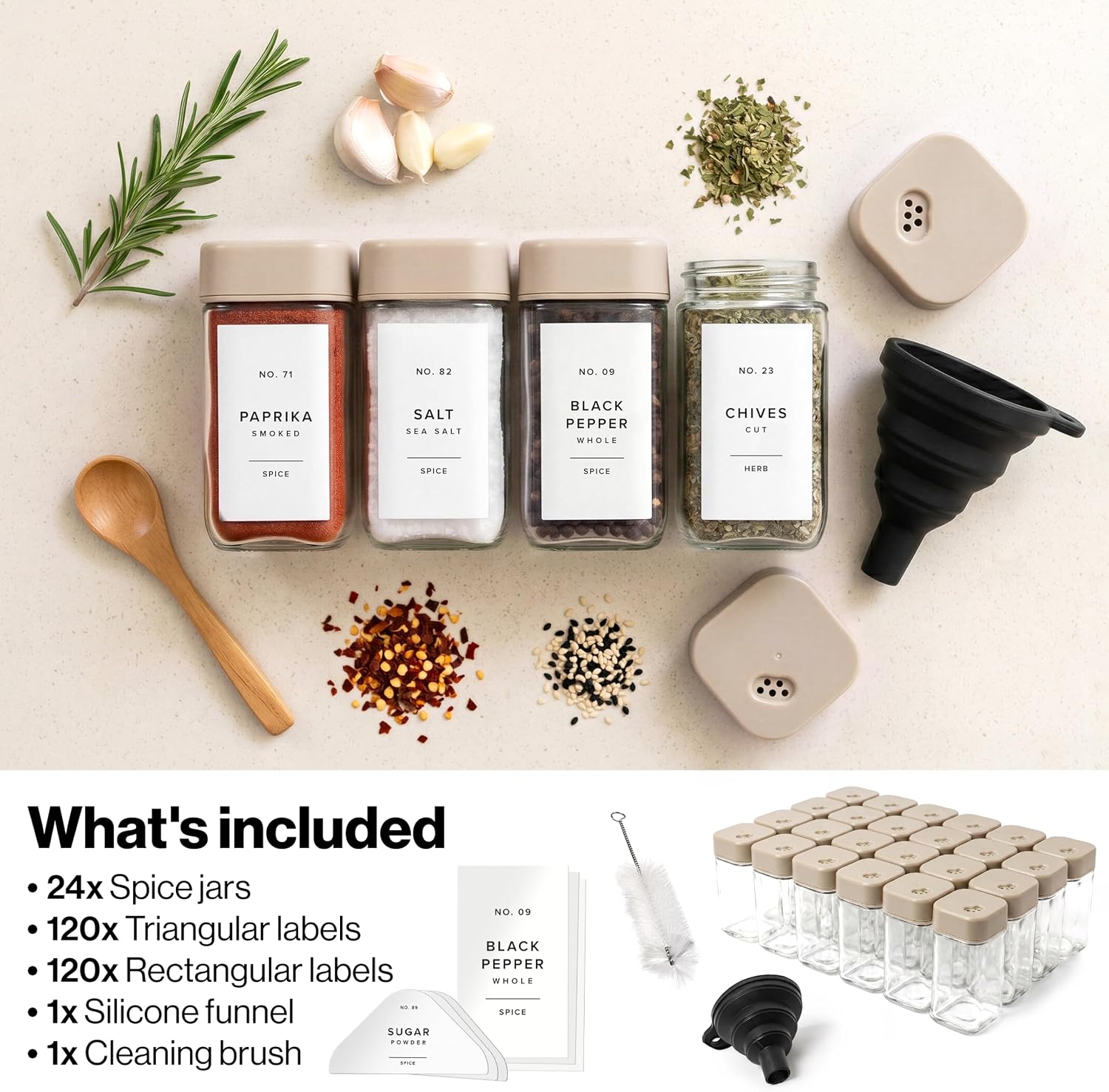 Detalle 2 de EDELHAUS Glass Spice Jars, 4 oz