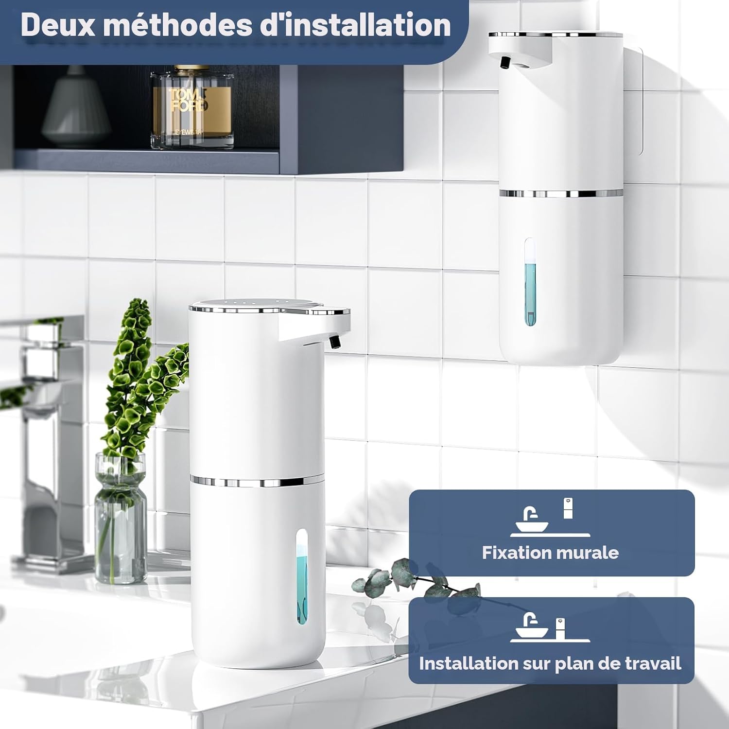 Thumbnail 6 de Distributeur Savon Automatique mural 380 ml – 4 niveaux de mousse, IPX5, USB-C