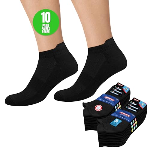Detalle de SOXCO Socquettes de sport basses noires, taille 47-50, lot de 10 paires