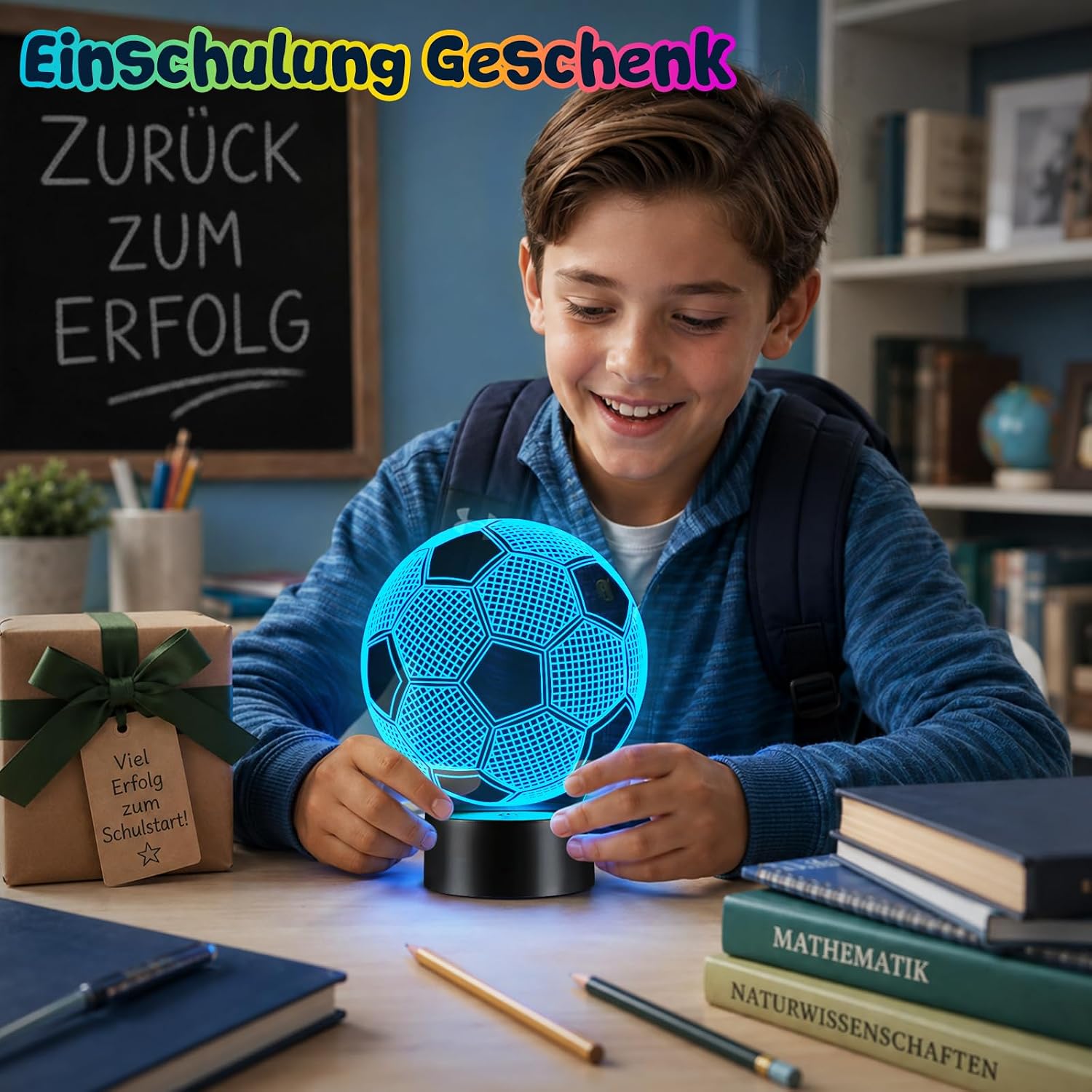 Detalle 2 de Linkax Fussball 3D Nachtlicht 16 Farben