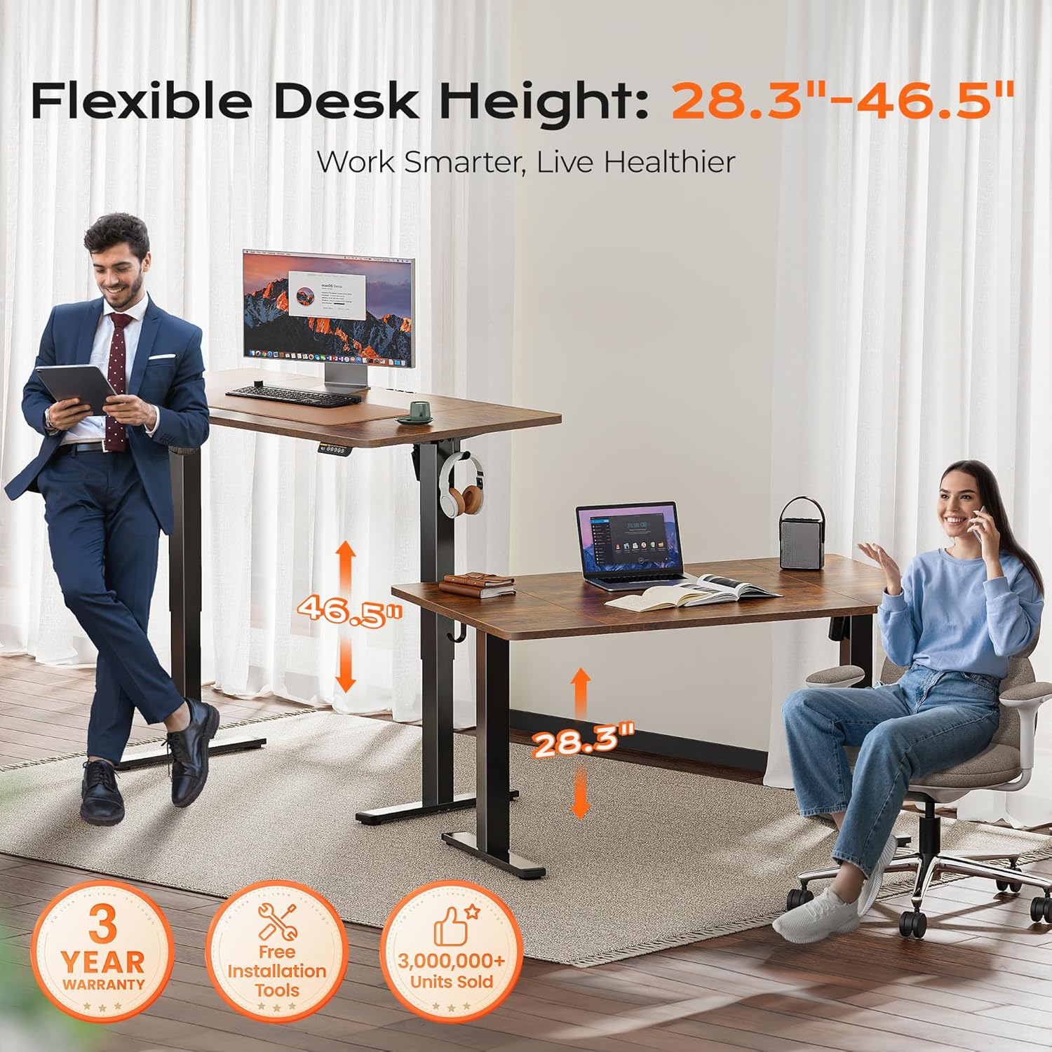 Detalle de Huuger 55 x 28 Electric Standing Desk 27.6"