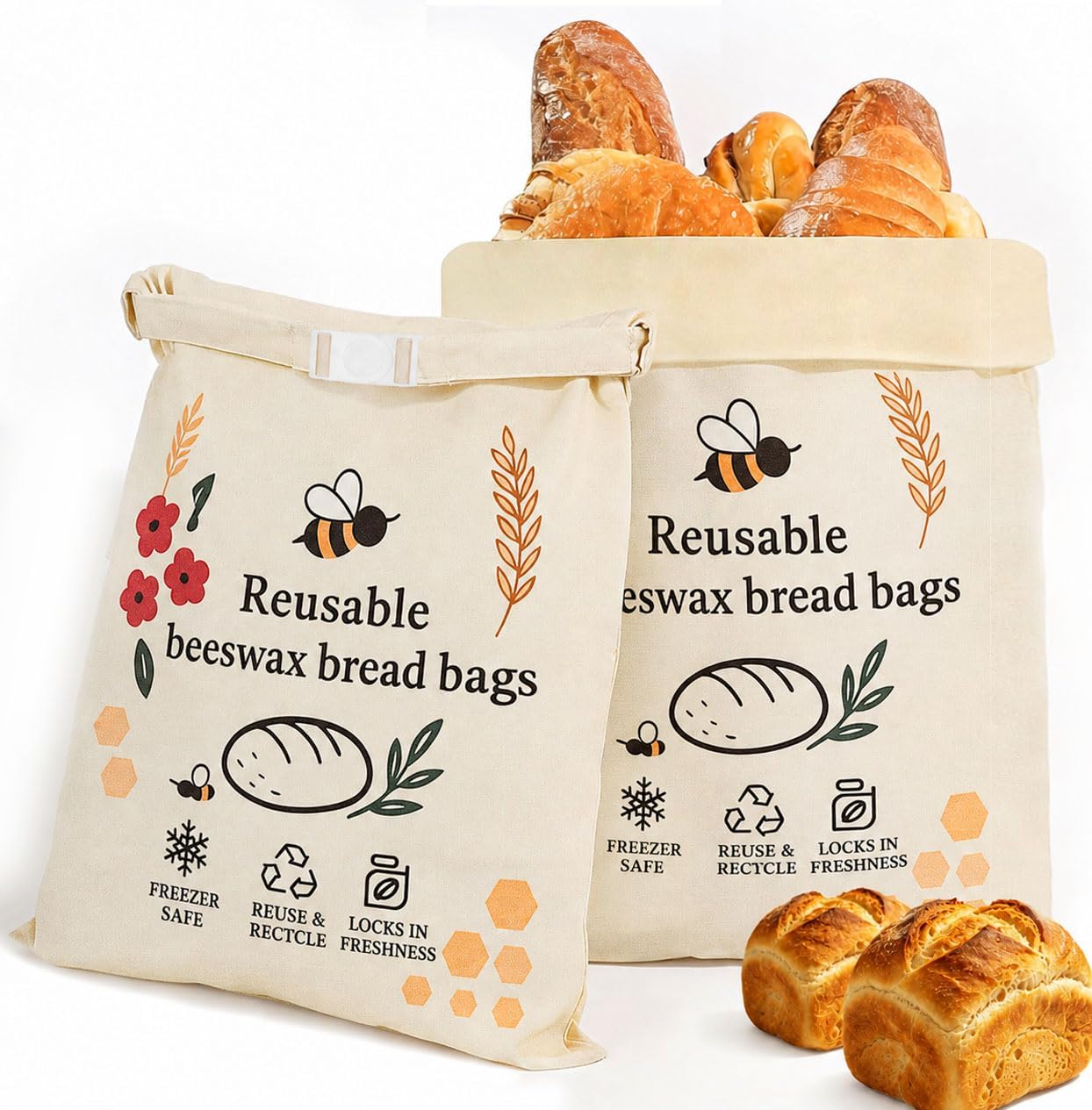 Detalle 2 de LDJRCP reusable beeswax bread bags, XL