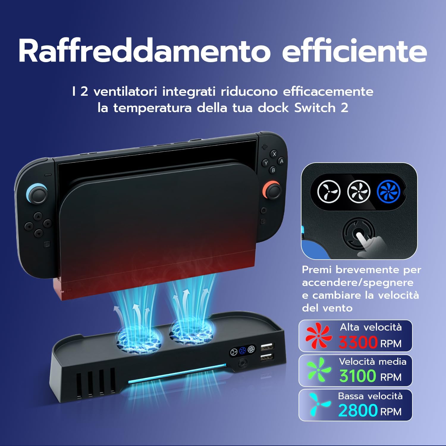 Detalle de Wigearss Ventola Raffreddamento per Nintendo Switch 2 3 velocità