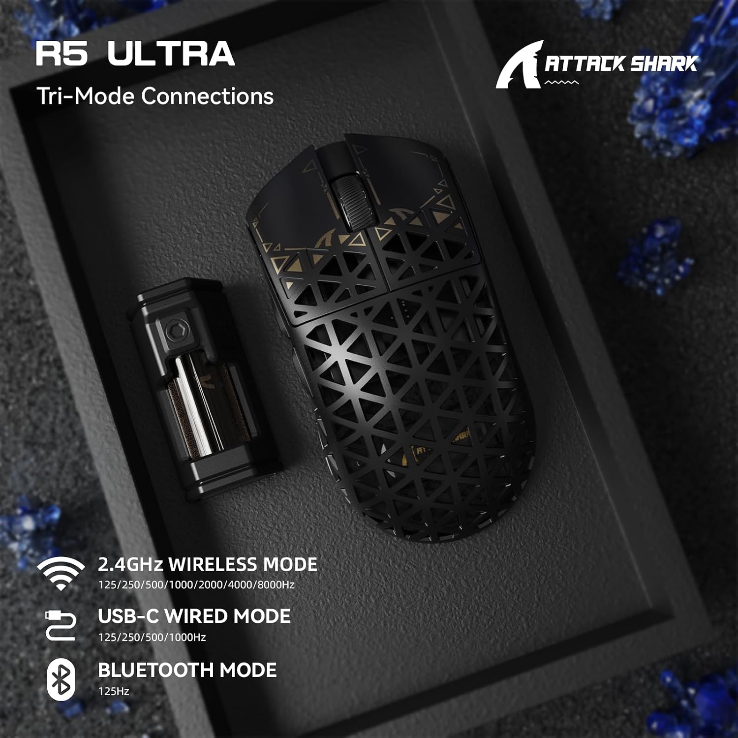 Detalle de ATTACK SHARK R5 Ultra Gaming-Maus 42000 DPI