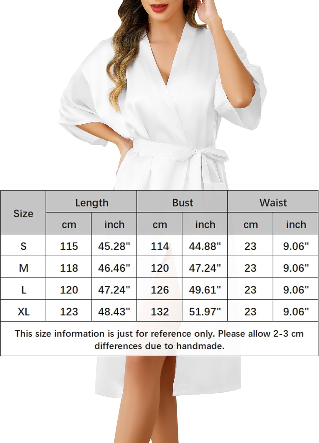 Thumbnail 5 de Lovasy Peignoir Satin Femme Kimono Col V