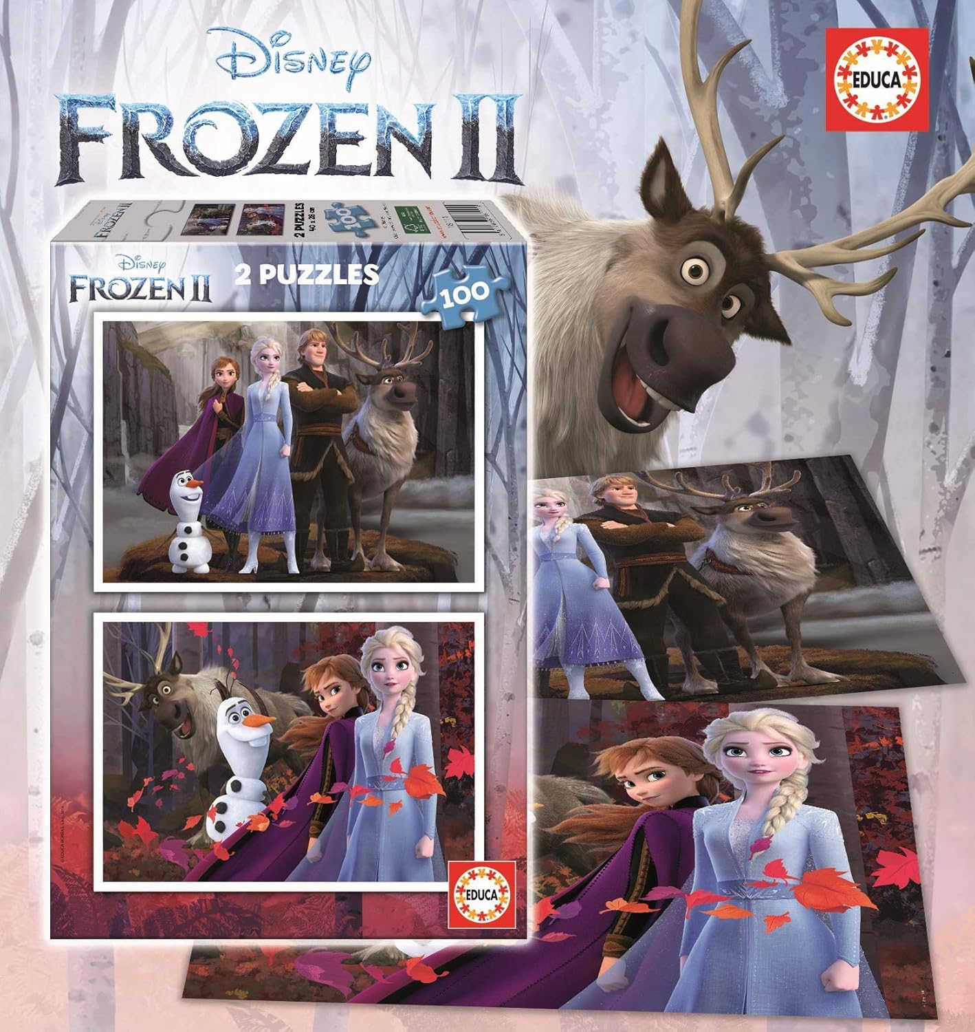 Thumbnail 3 de Educa – Lot de 2 puzzles de 100 pièces pour enfants La Reine des Neiges II (dès 6 ans)