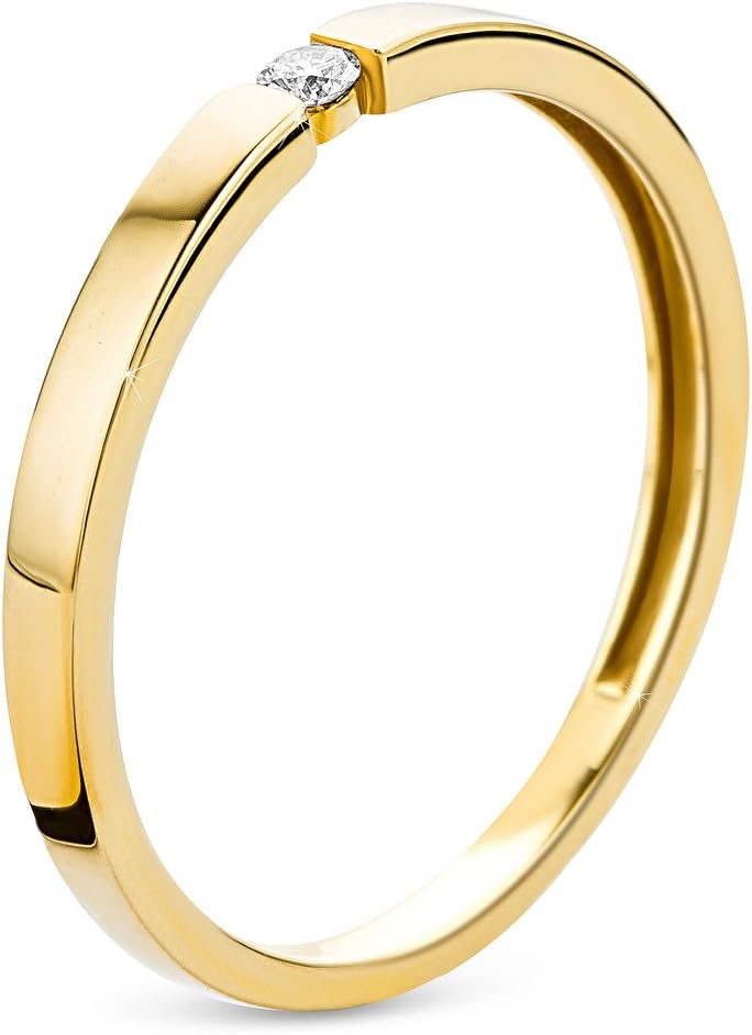 Detalle de Orov: Anello di fidanzamento da donna in oro 9K (375) con diamante solitario 0,03 ct