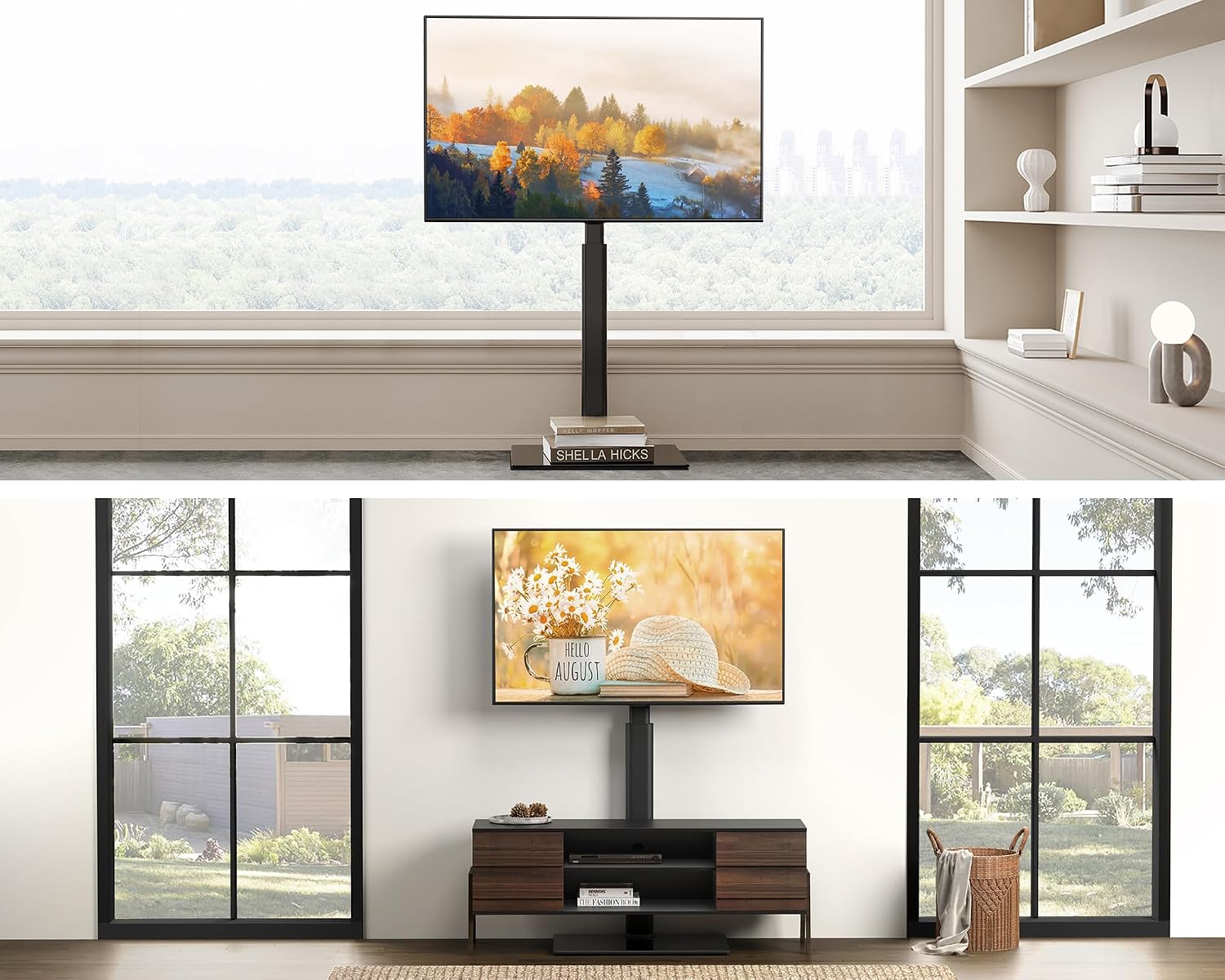 Thumbnail 6 de FITUEYES TV Ständer mit Glasboden für 32–60 Zoll – höhenverstellbar, bis 30 kg, VESA 600×400 mm, Schwarz