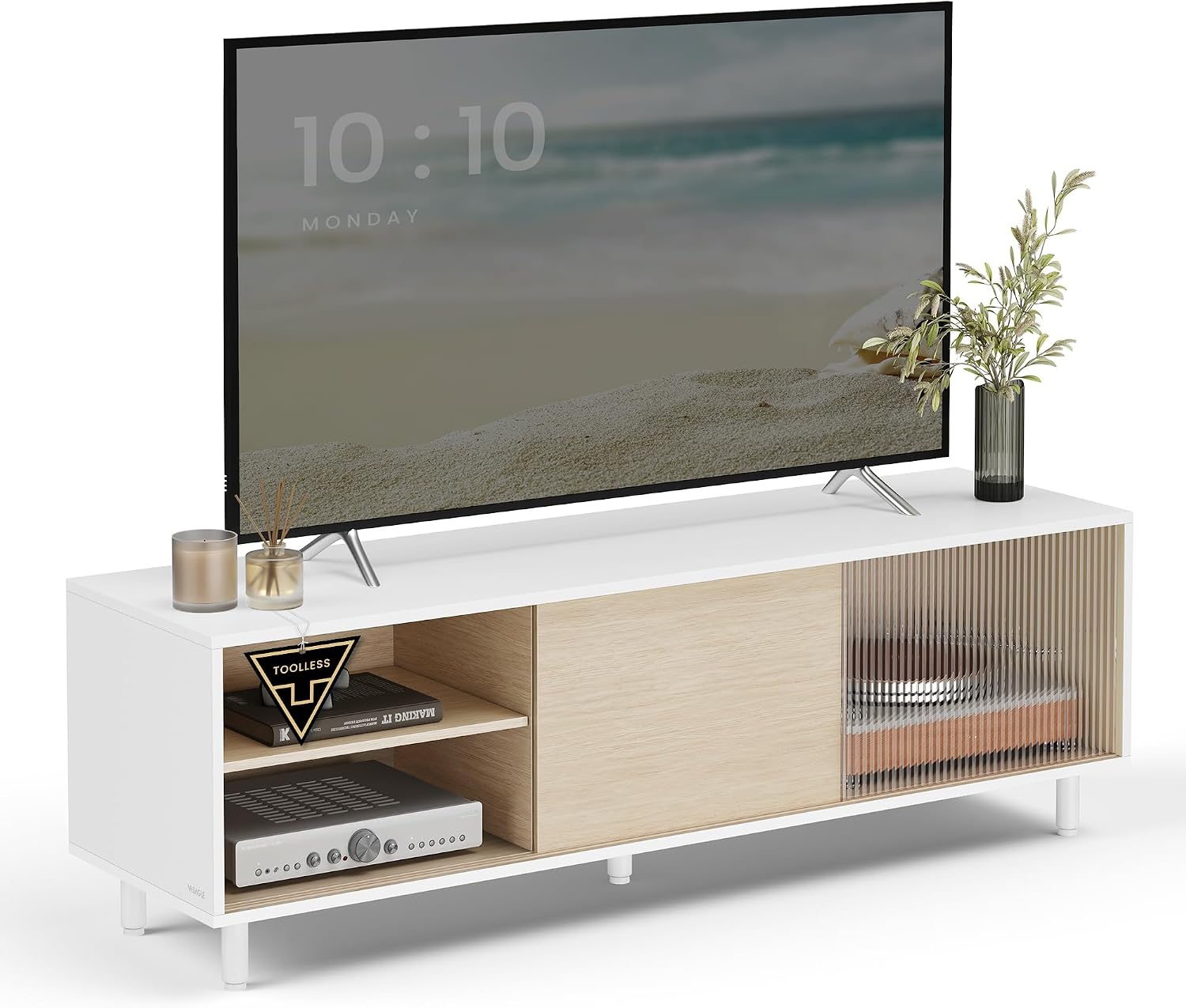 Detalle de VASAGLE mueble TV 60'' Blanco