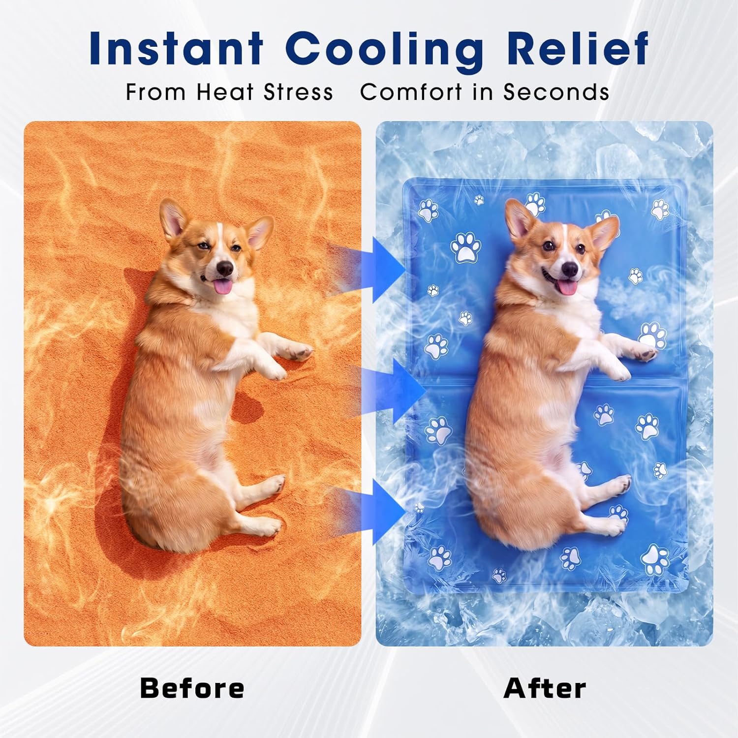 Detalle de DMSELL 90x50 cm Large Dog Cooling Mat: Gel, Non-Toxic & Foldable for Big Pets