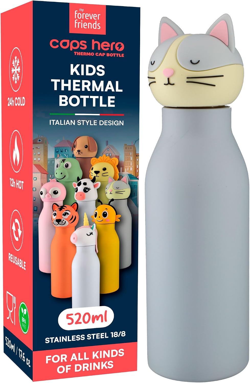 Detalle de CapsHero Botella infantil Cat Cleo 520ml