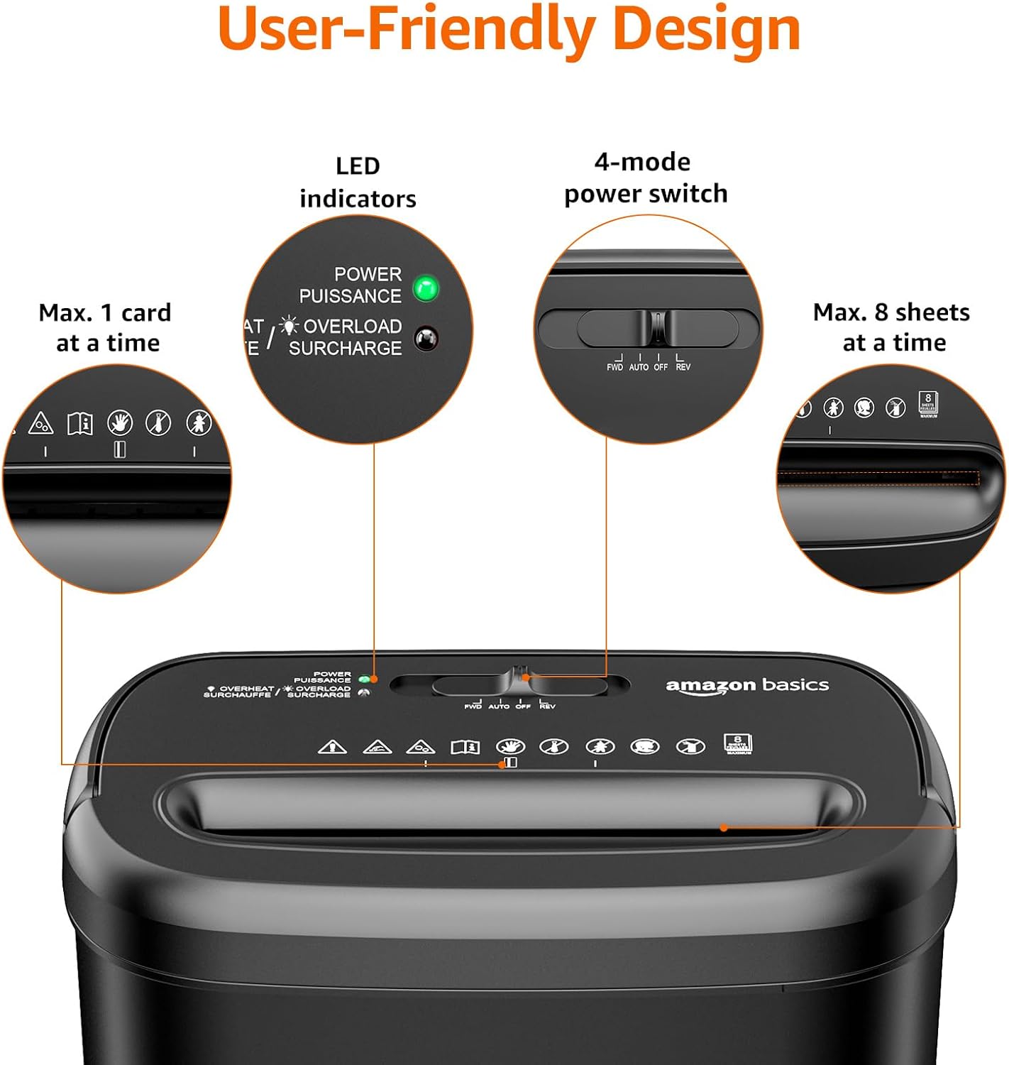 Thumbnail 1 de Amazon Basics Shredder 8-sheet cross-cut 📄