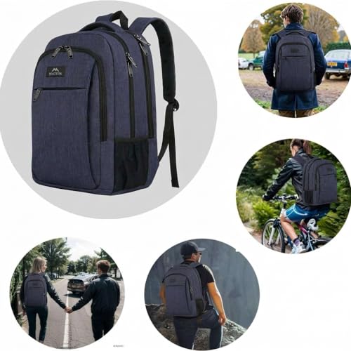 Detalle de MATEIN Grand Sac à dos ordinateur portable 17,3 pouces, bleu, 34 L