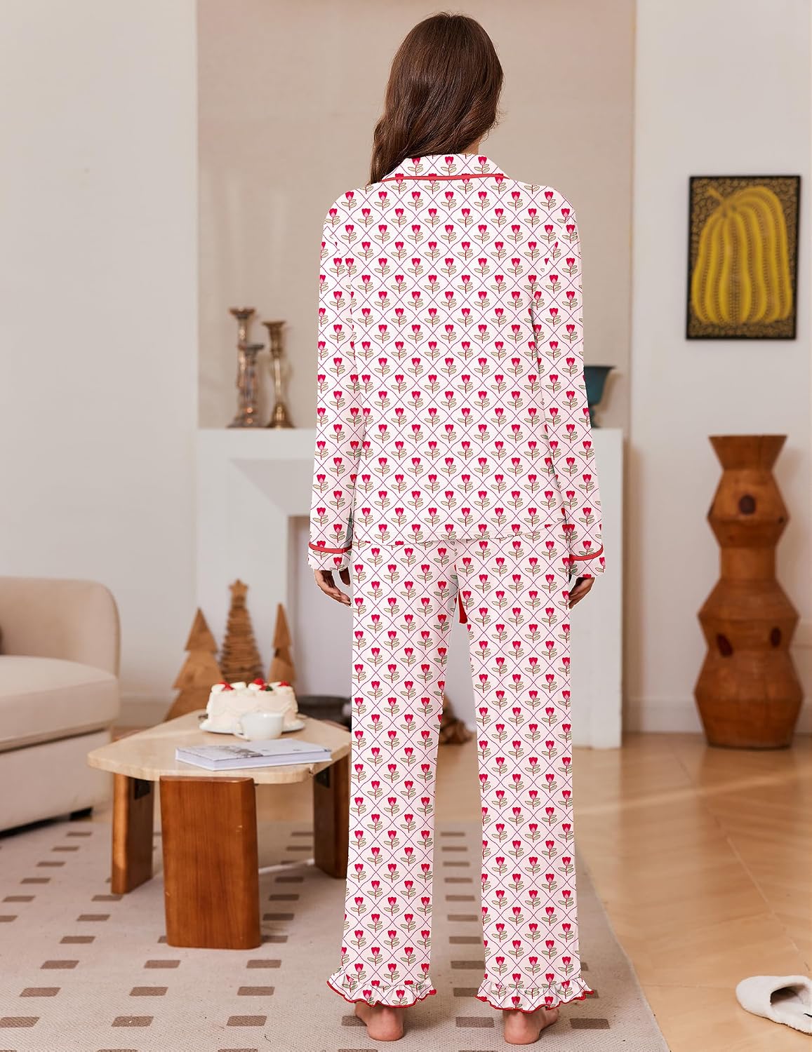Detalle 1 de Ekouaer Women's Pajama Set Long Sleeve