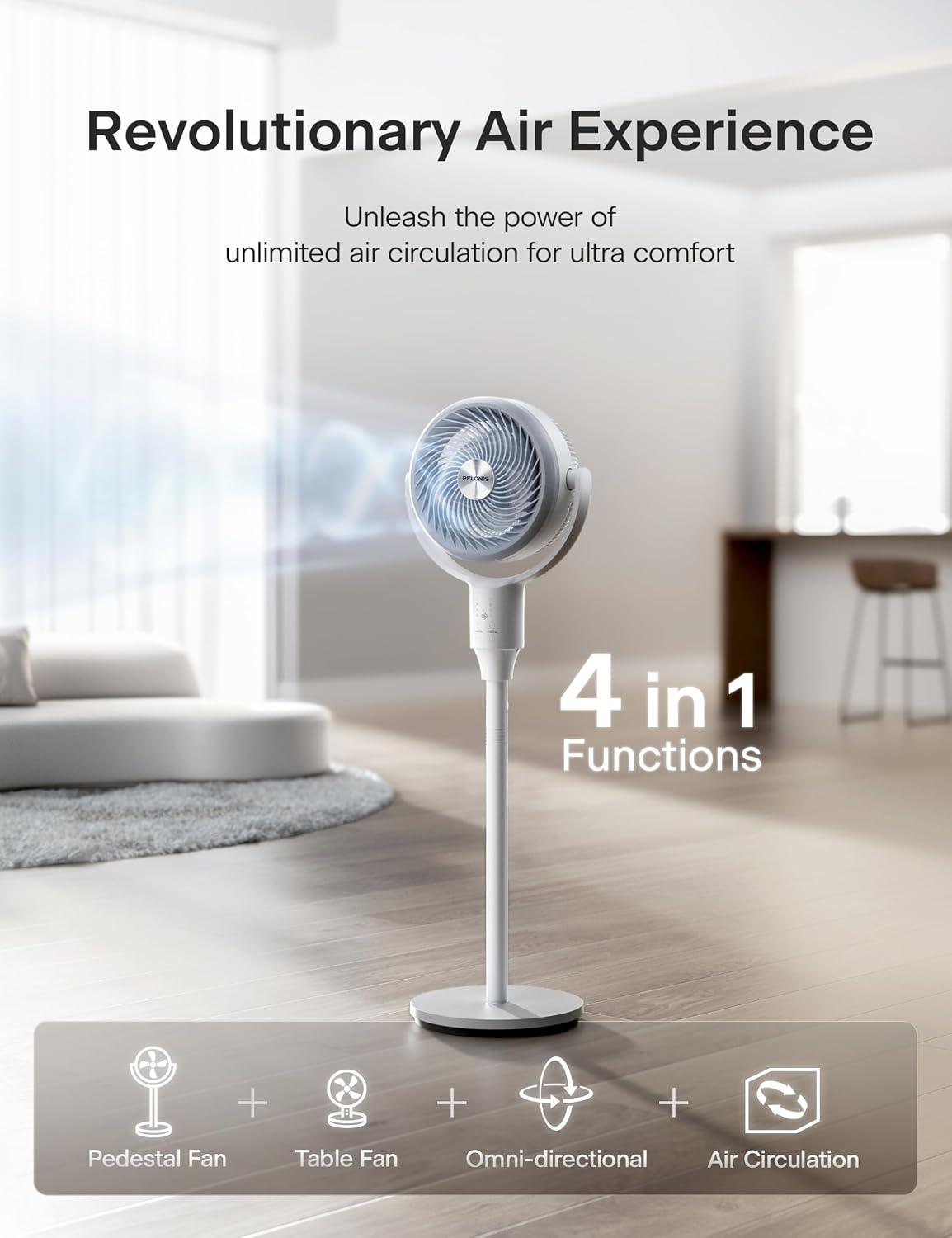 Detalle de PELONIS pedestal fan Ultra OmniFlow