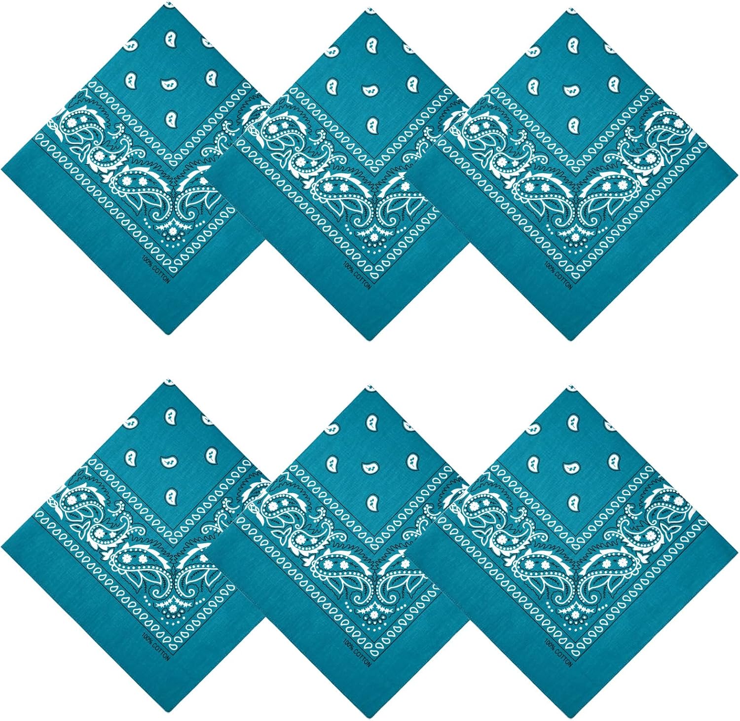 APIGANIZ 100% Cotton Bandanas, 21 x 21 Inches, Set of 6