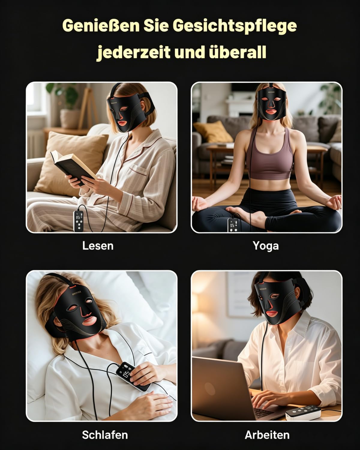 Detalle 2 de Led Maske Gesicht – Rotlichtmaske mit 3 Modus für Hautpflege zu Hause