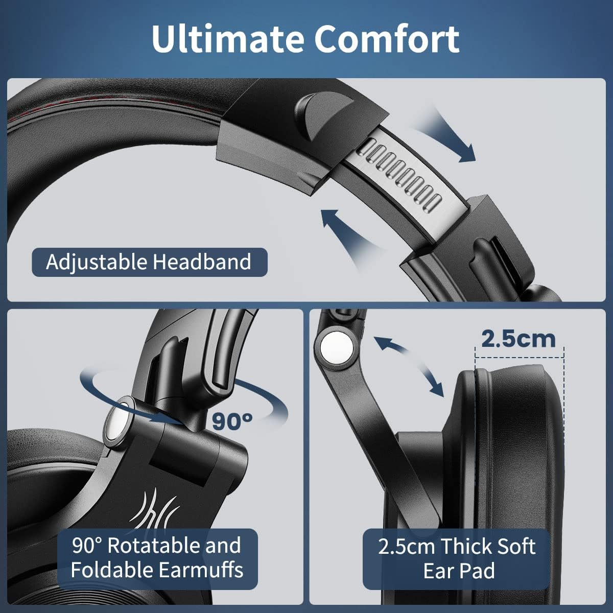 Detalle 2 de OneOdio A71 Wired Over-Ear Studio Headphones, 40 mm Drivers, Dual Jacks
