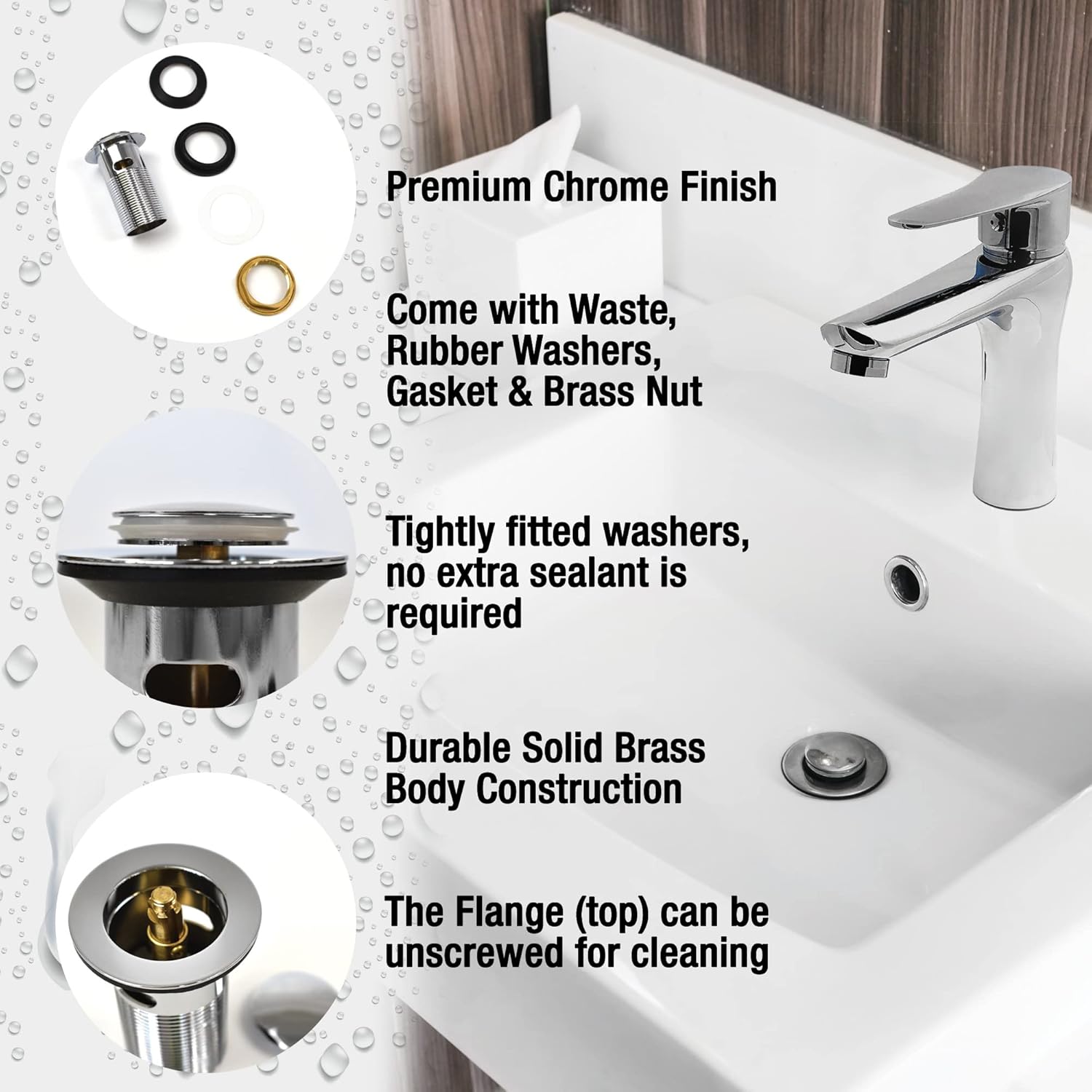 Detalle de Xcel Home Replacement Slotted Chrome Basin Waste 10