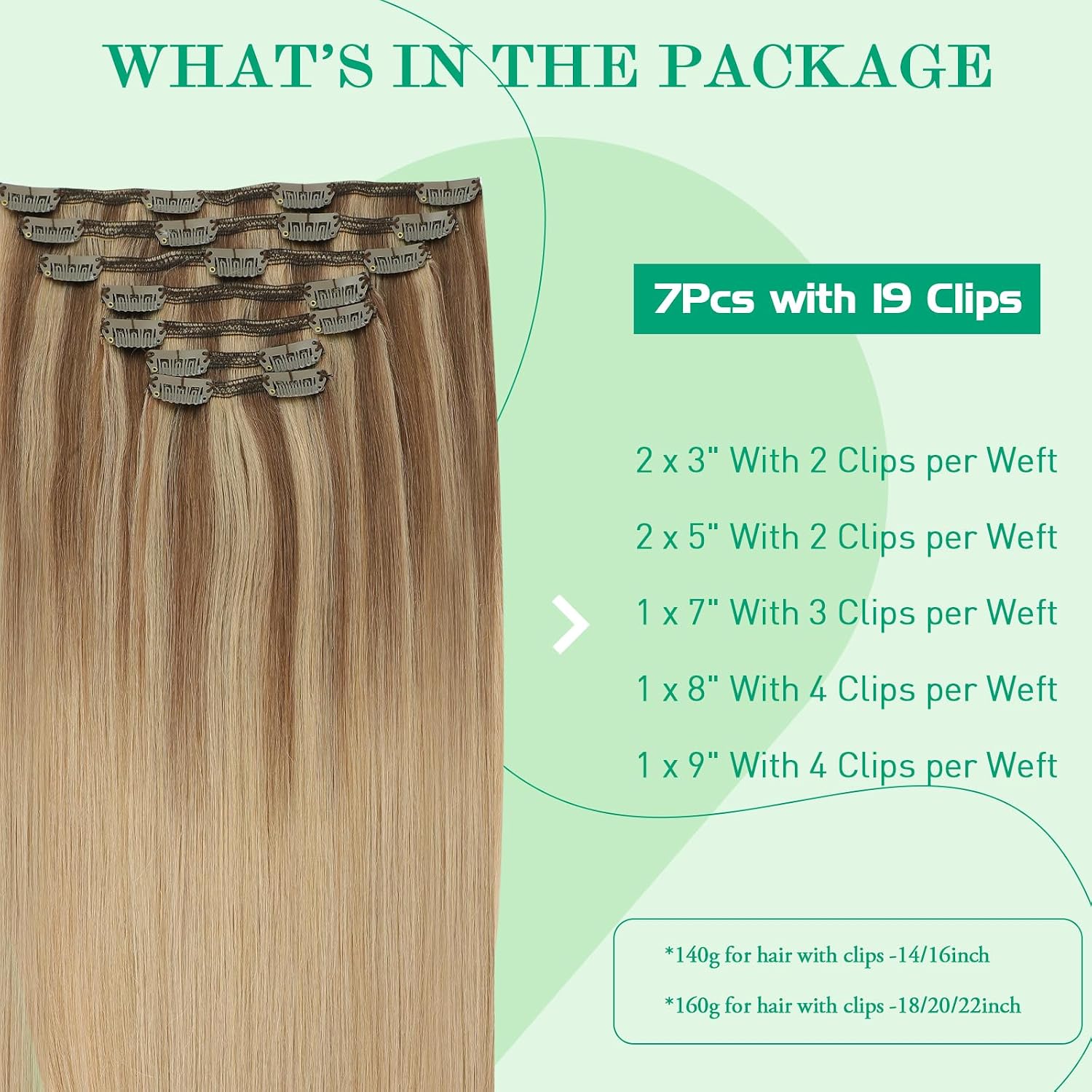 Detalle 2 de SURNEL Extensiones de Clip Pelo Natural Marrón a Rubio 🌟