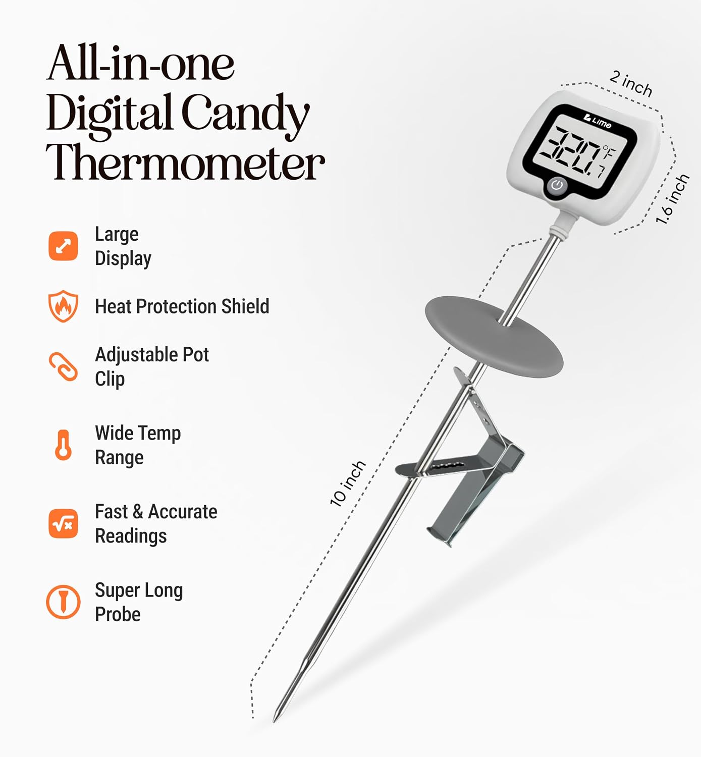 Detalle de Digital Candy Thermometer, 10-inch Stainless Steel Probe