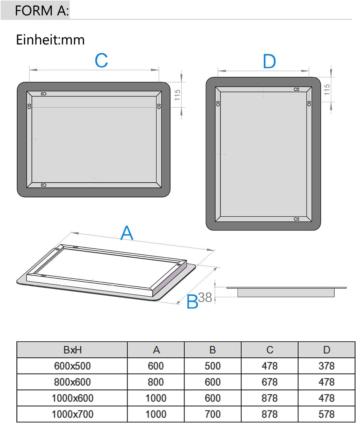 Detalle de MIQU Specchio da Bagno LED 1200 x 700 mm con Luce Fredda, Anti-Appannamento e Controllo Touch