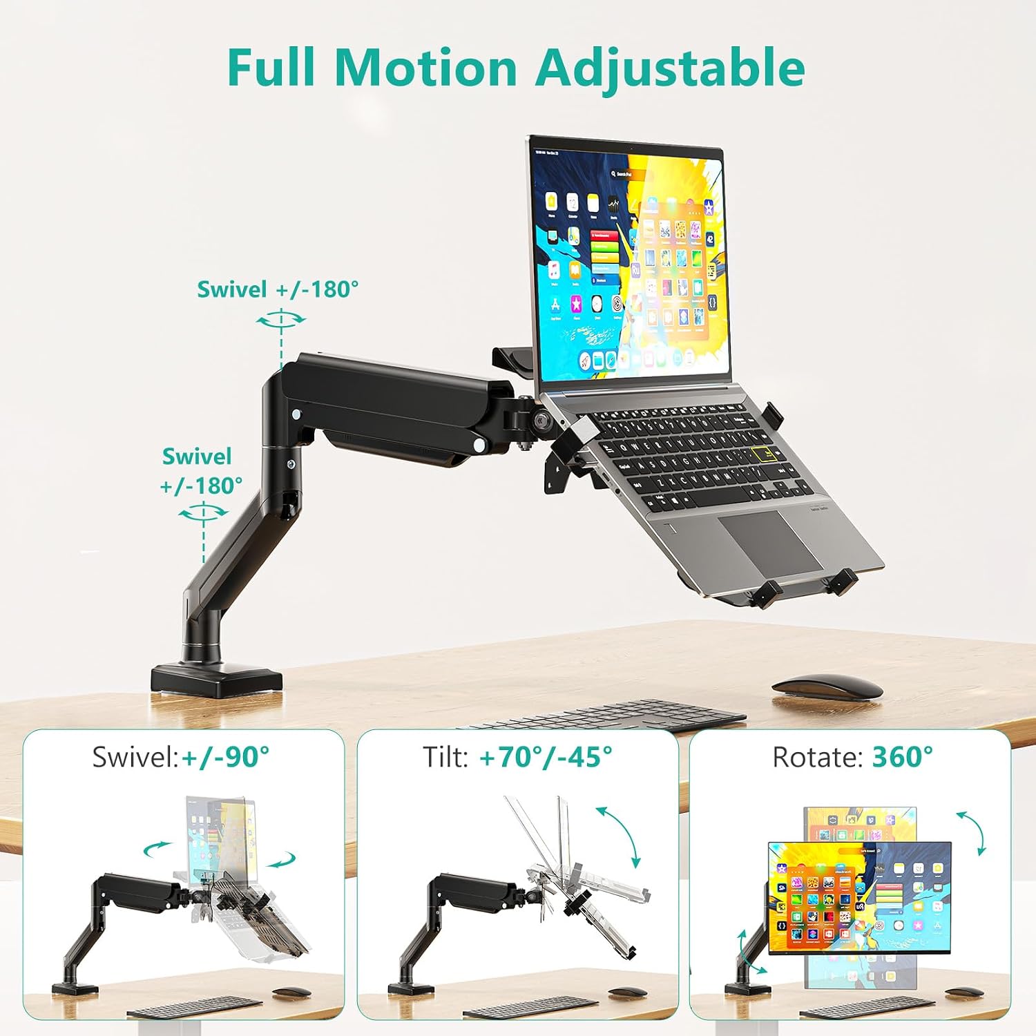Thumbnail 4 de WALI GSMP001NLP monitor arm 2-in-1
