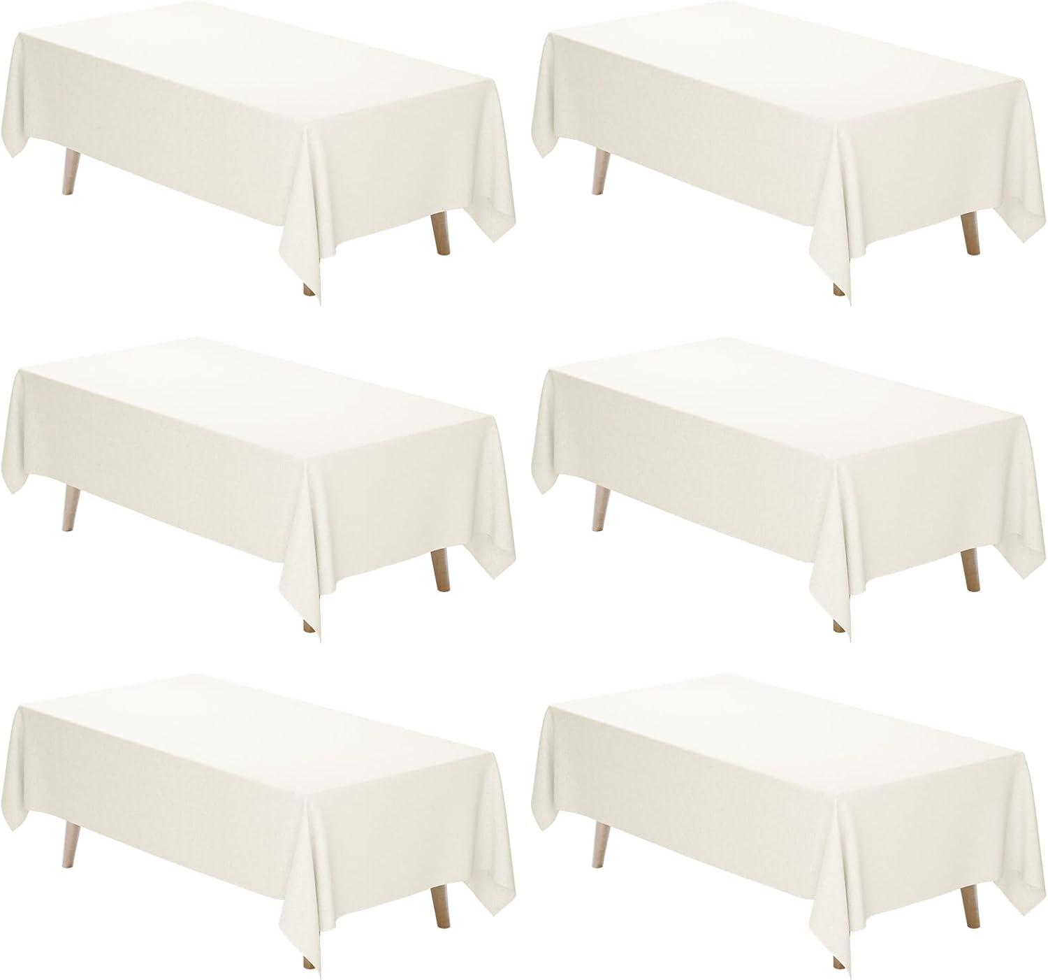 Detalle de Fixwal 6 Pack Ivory 70 x 120 Inch Rectangle Tablecloths