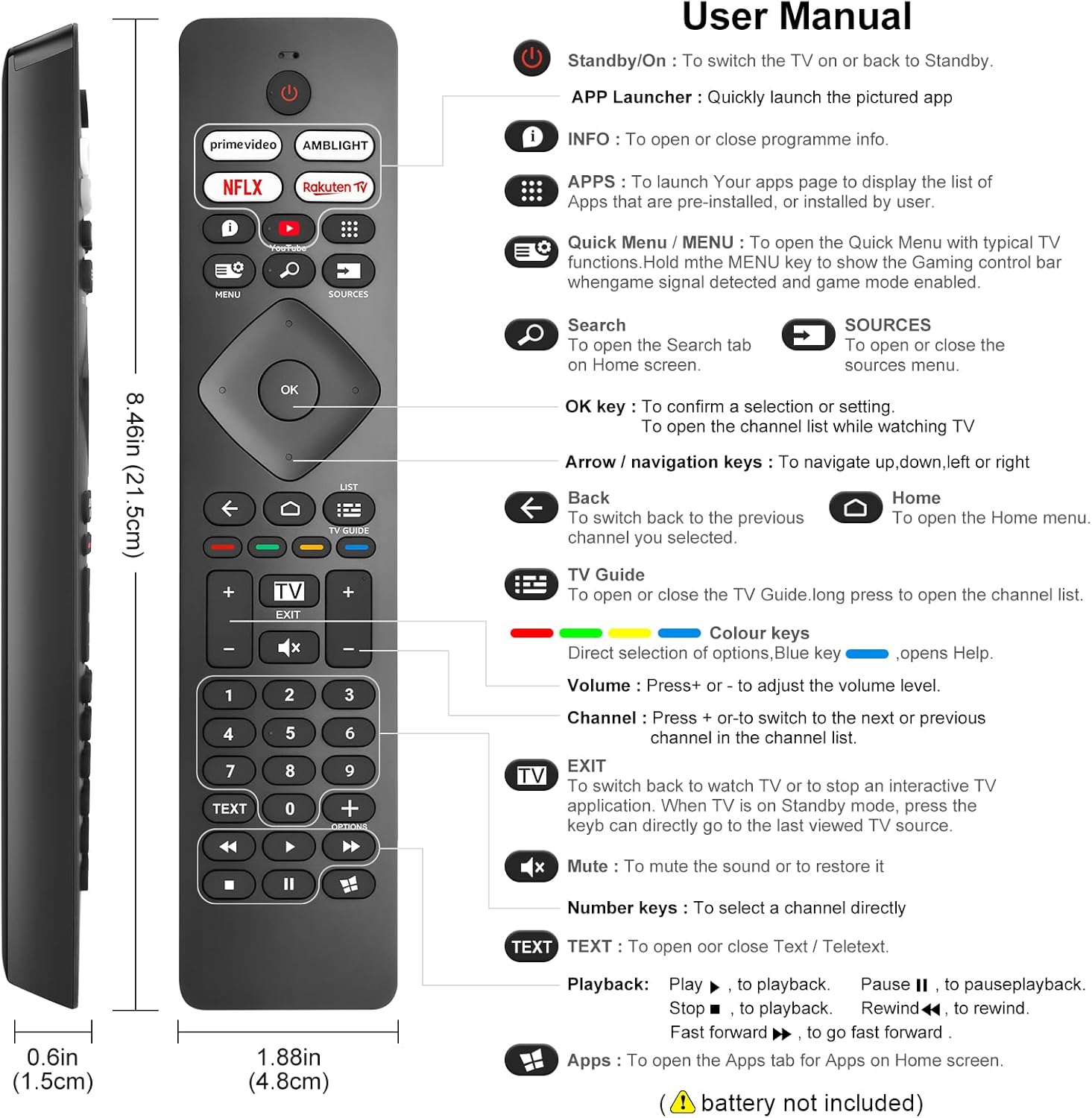 Thumbnail 5 de Télécommande universelle Ambilight pour TV Philips (Smart TV 4K OLED/LED/FHD) – Plug-and-Play