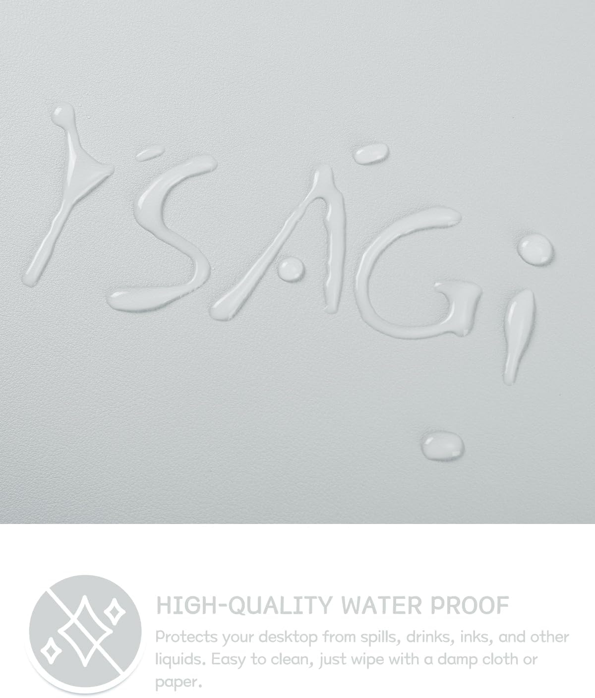 Thumbnail 3 de YSAGi Non-Slip Desk Pad (60 x 35 cm) – Waterproof PVC Leather Desk Protector & Large Mouse Pad, Silver Grey