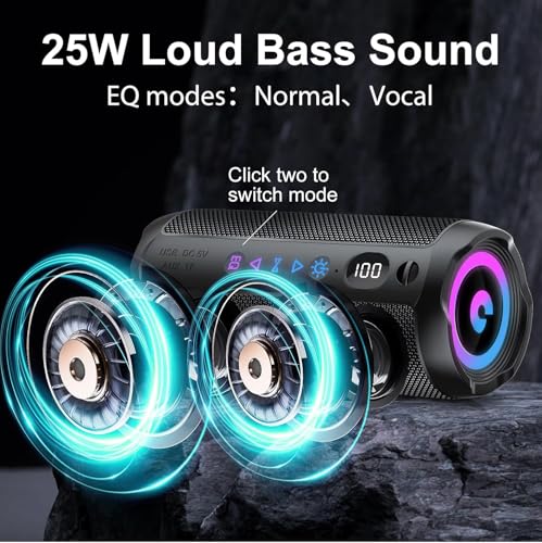 Detalle 2 de Altavoz Bluetooth Portátil 25W coioc: sonido envolvente 360°, IPX7 y RGB para exteriores