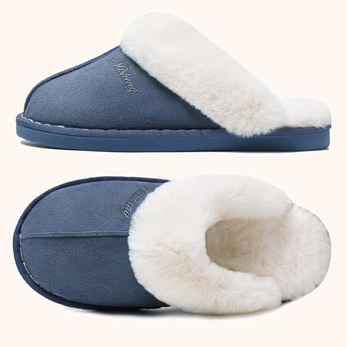 Detalle 2 de Misolin Women's Slippers With Memory Foam Fluffy Slip-on Winter House Shoes