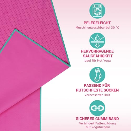 Detalle de Novent Yoga Handtuch rutschfest 185x65cm – Mikrofaser Yogatuch mit Antirutsch-Noppen, lila