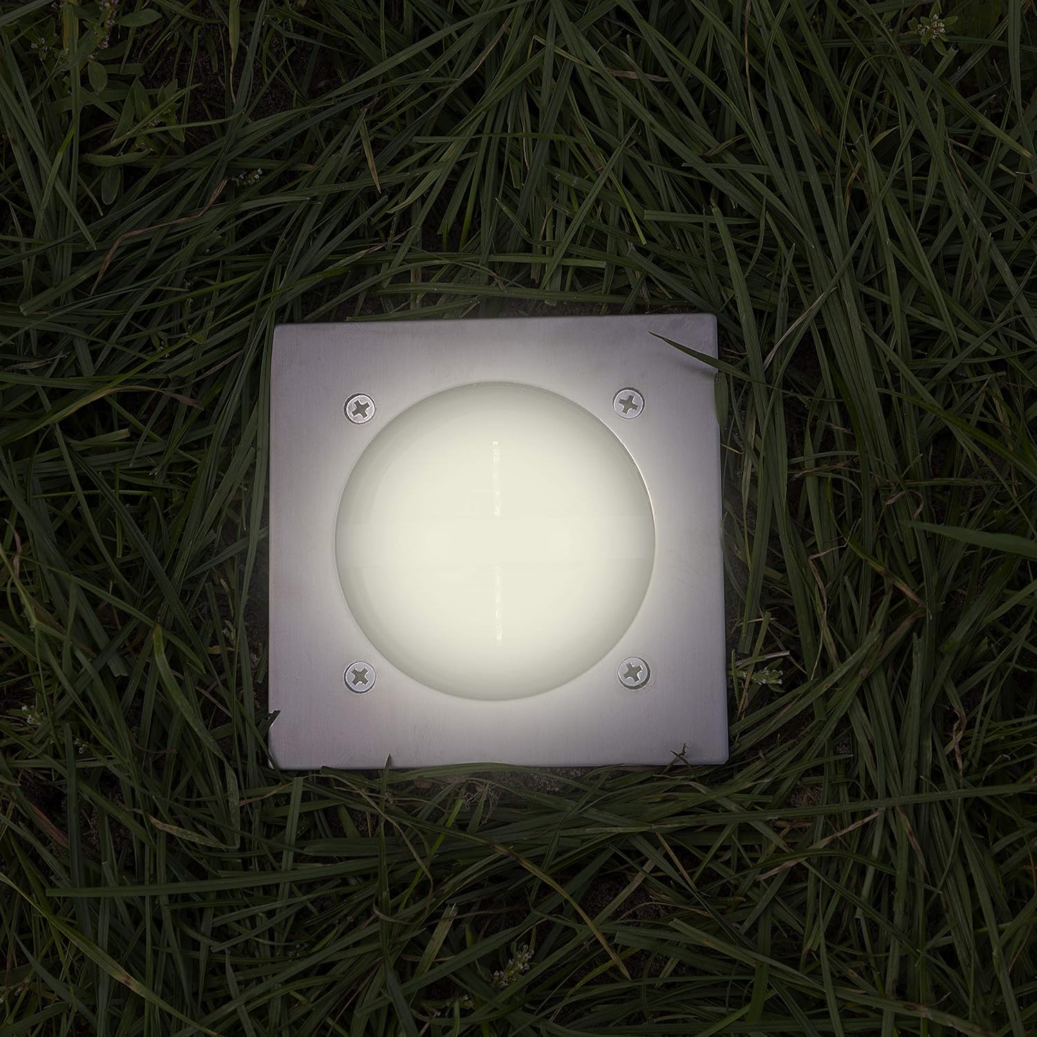 Detalle de Smartwares Carlo Boden-Einbaustrahler (solarbetrieben, Tag-/Nacht-Sensor) – silber