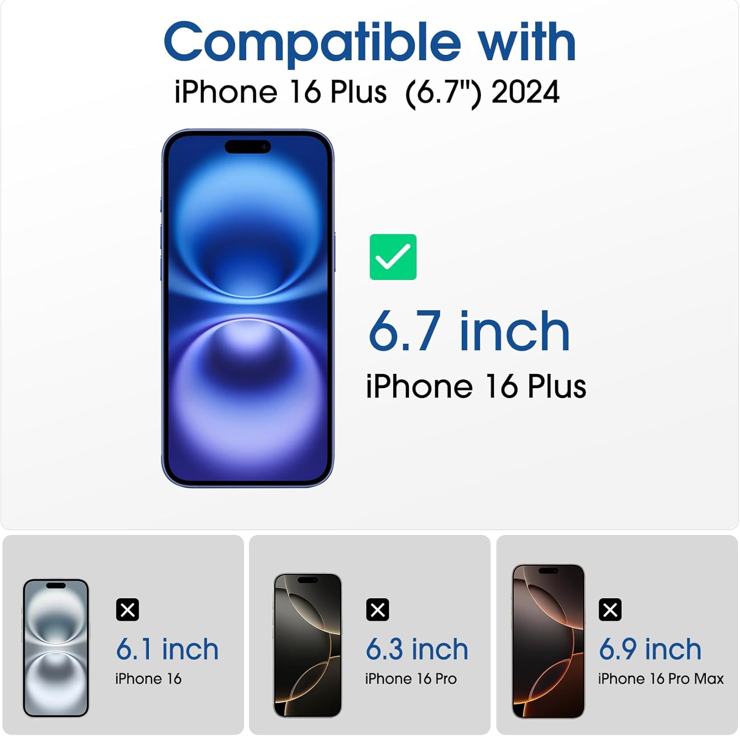 Detalle de amFilm OneTouch 2+2 Pack for iPhone 16 Plus 6.7" Screen Protector & Camera Lens Protector