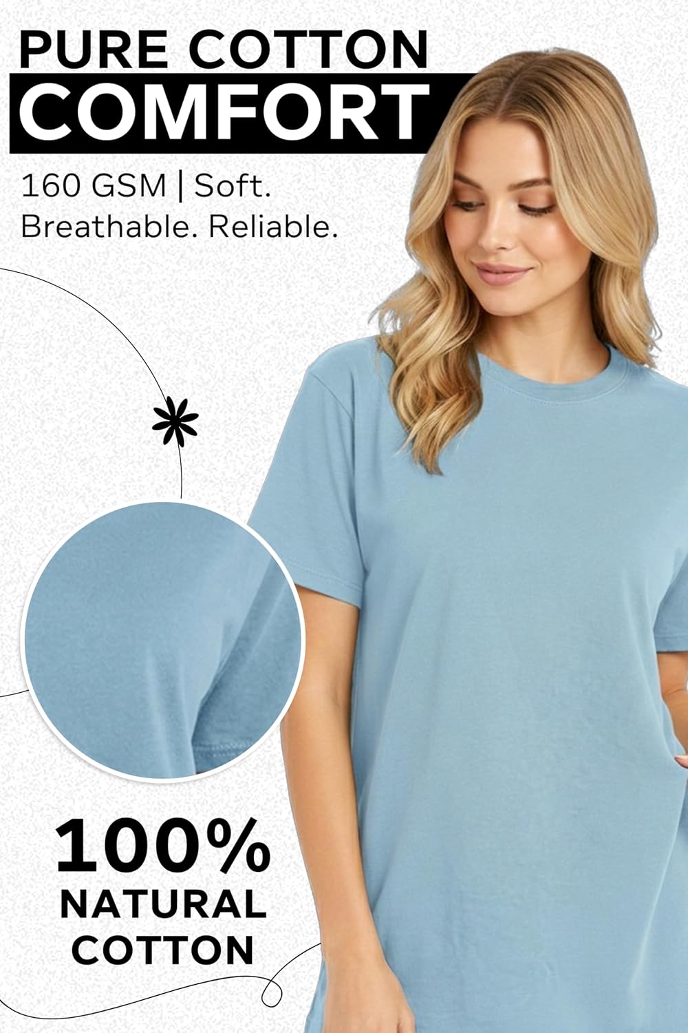 Thumbnail 2 de Re Tech UK 100% Cotton Women's T Shirt – Soft, Loose Fit Plain Tee