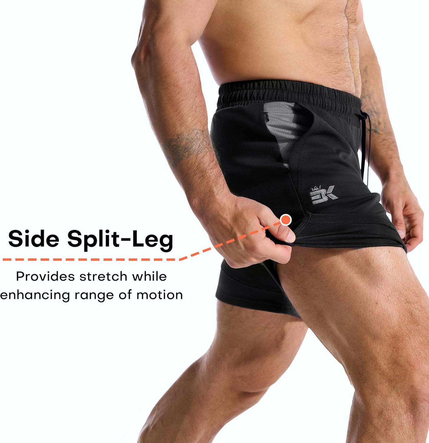 Thumbnail 4 de BROKIG Mens Zero Armor Gym Shorts: Seamless pockets, split-leg design and moisture-wicking comfort