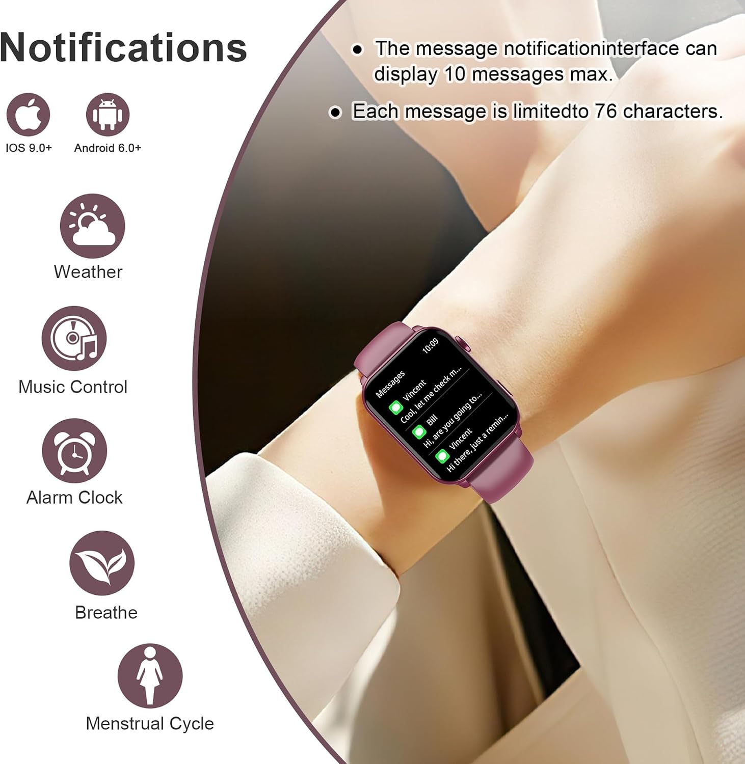 Thumbnail 4 de IOWODO Smart Watch 1.91" HD fitness tracker
