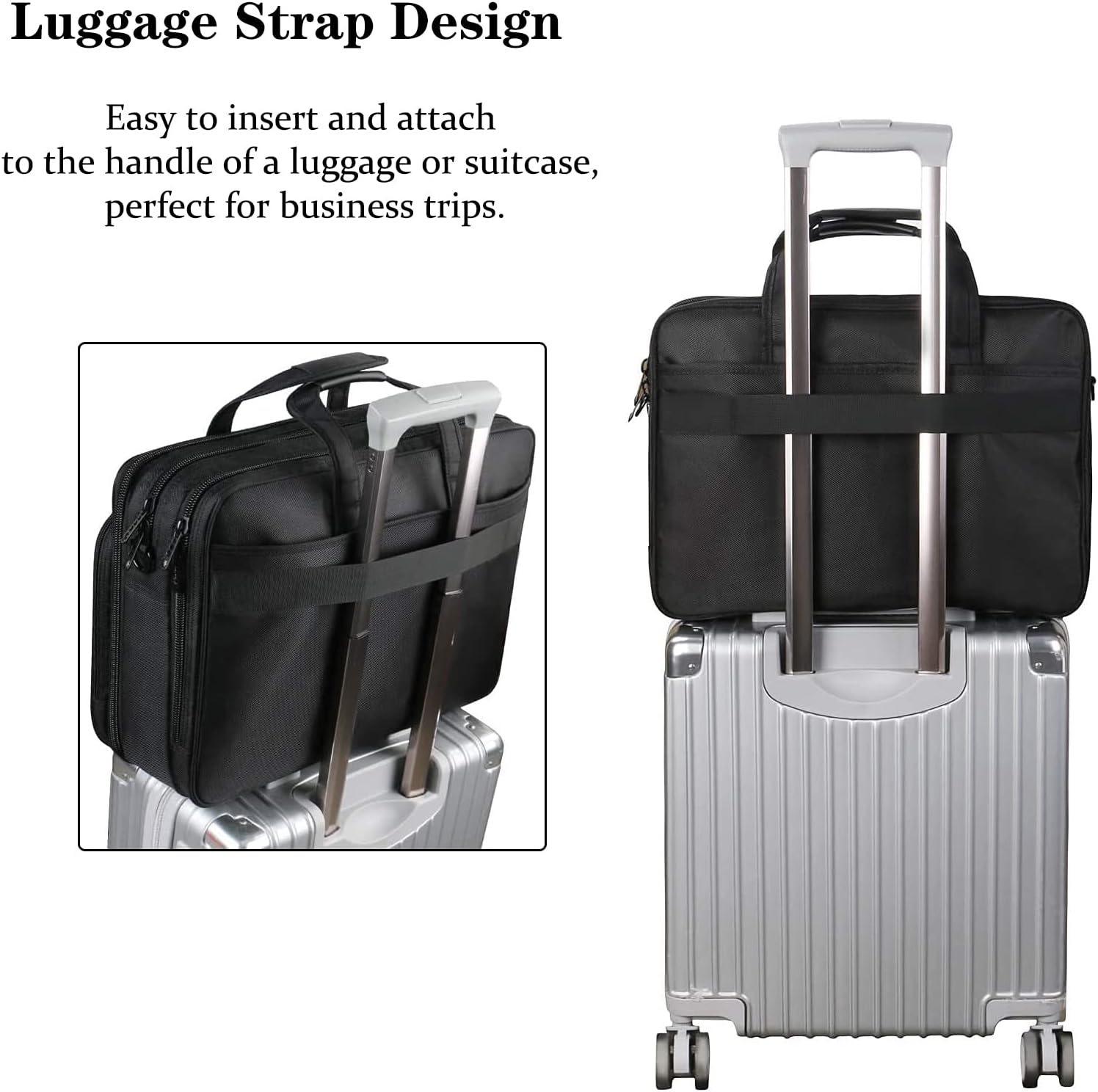 Thumbnail 6 de Mancro sacoche ordinateur portable 17 pouces extensible, grande mallette affaires étanche noire