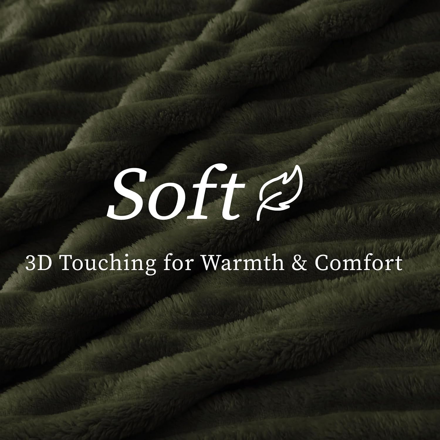 Detalle de BEDELITE Fleece Throw Blanket for Couch – 300GSM Soft & Warm Olive Green Stripe