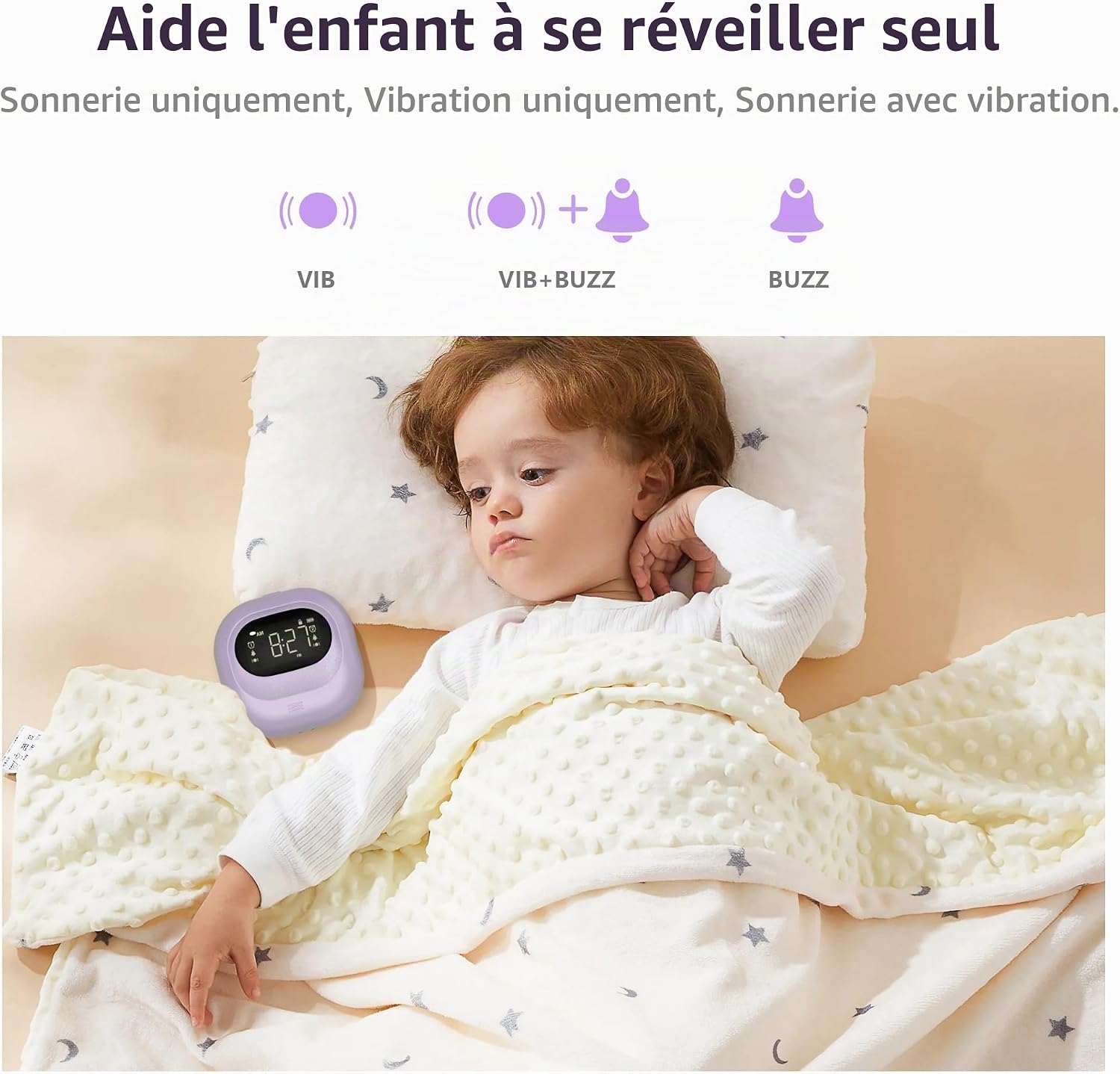 Detalle de Mesqool MEU-1027-Violet-New trilwekker, paars, 3 alarmmodi en snooze