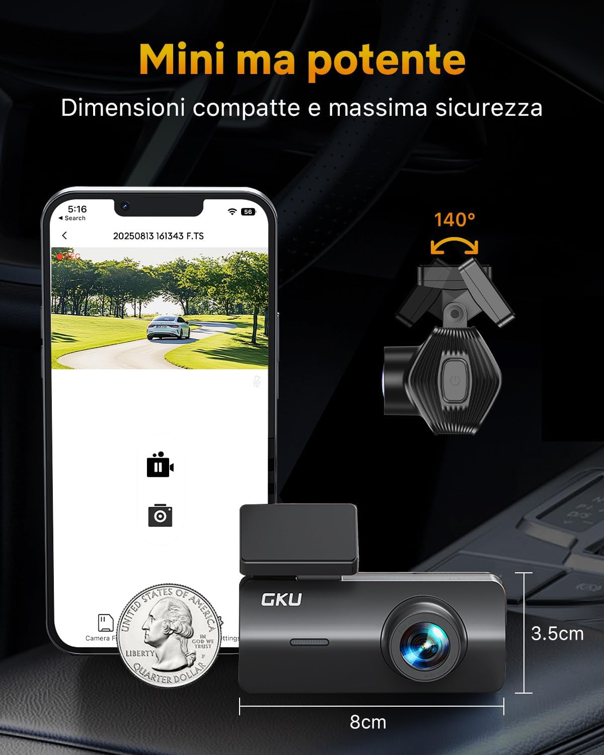 Detalle 2 de GKU D200 Dash Cam 4K
